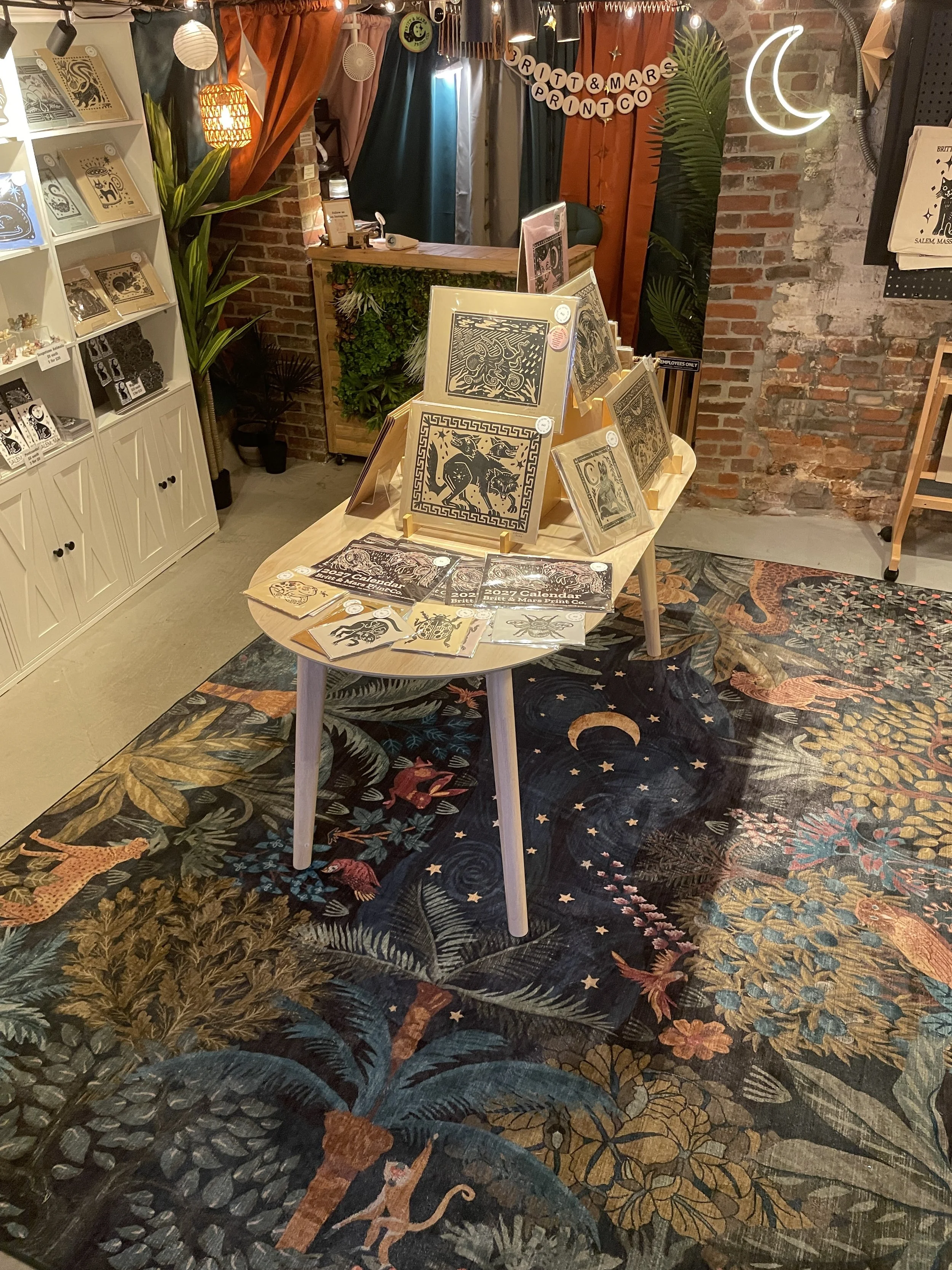 Looking down into the Britt & Mars shop from the stairs