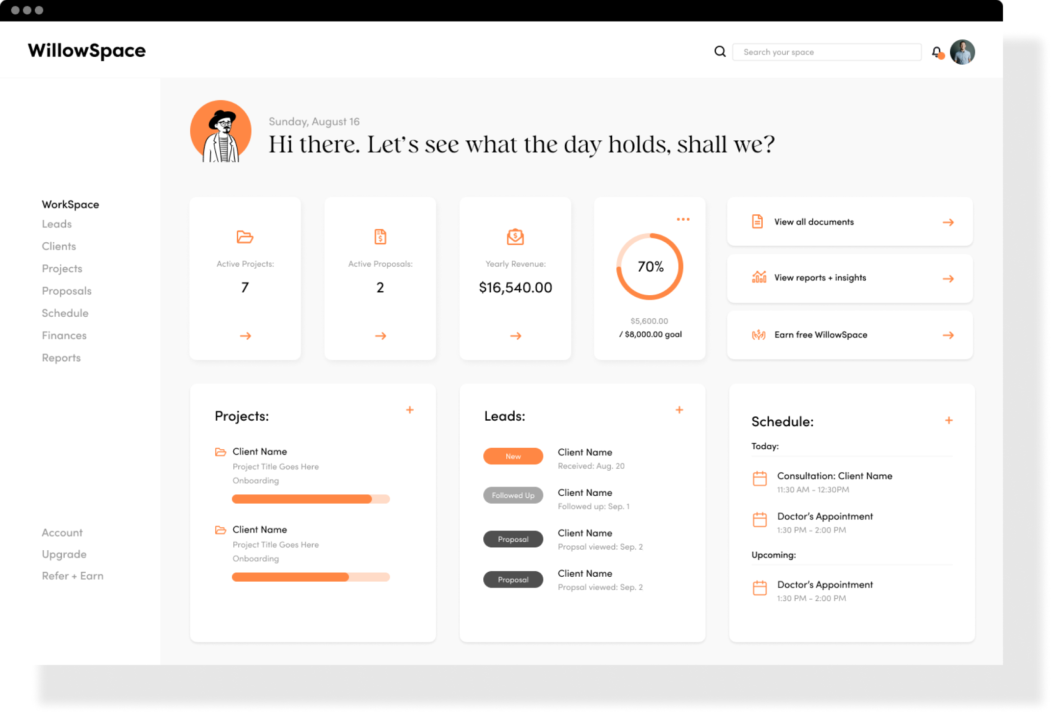 WillowSpace CRM for designers and service-based business owners