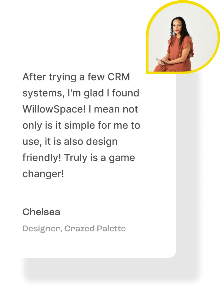 Chelsea Crazed Palette Graphic Designer using WillowSpace CRM