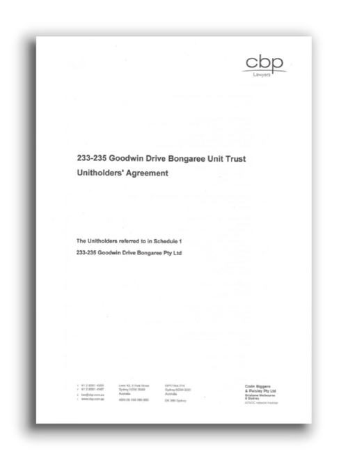 Unitholders Agreement (UHA)