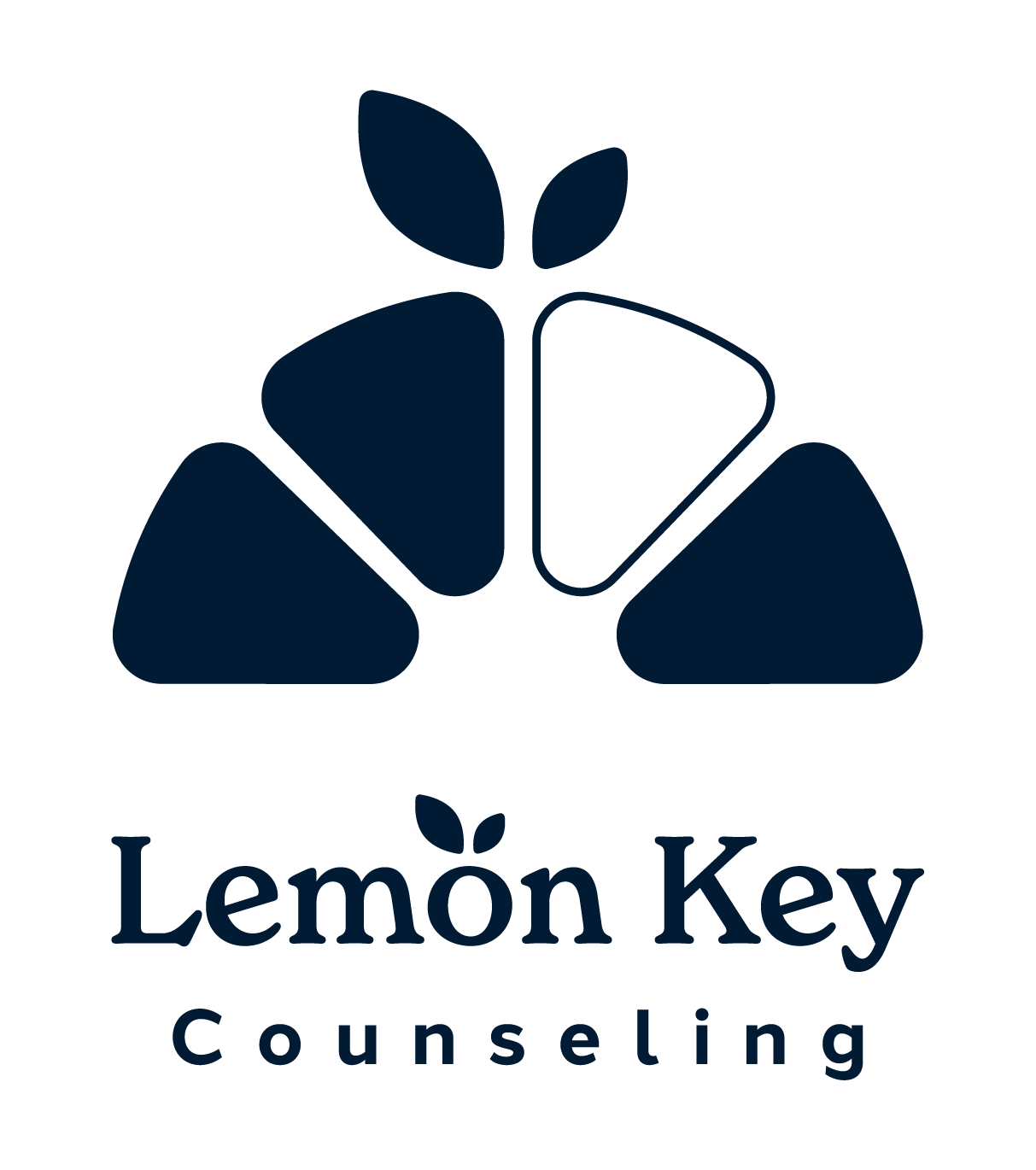 Logo for Lemon Key Counseling featuring a stylized lemon key with leaves and the words Lemon Key Counseling