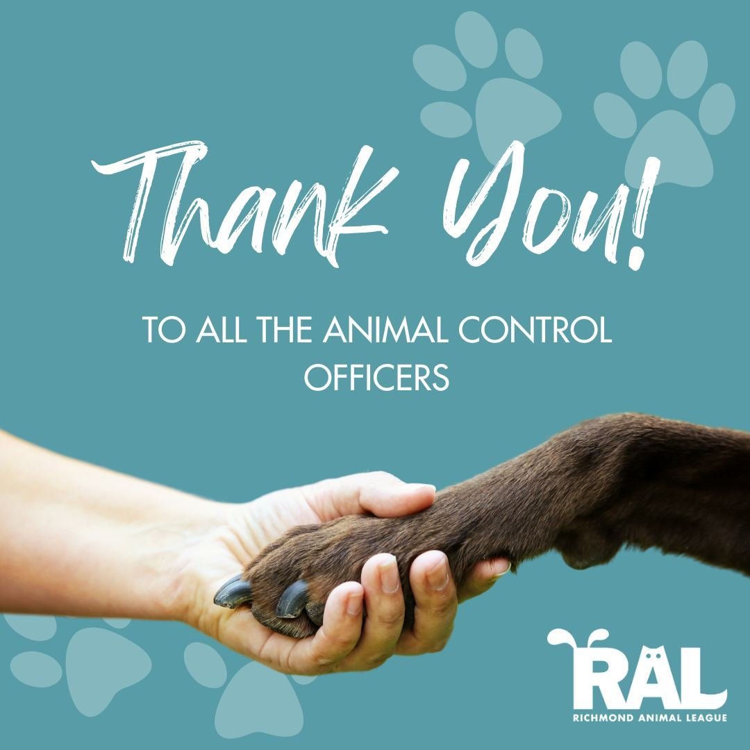 🌟 Shout-out to the Unsung Heroes! 🌟

This Animal Control Officer Appreciation Week, we're sending a heartfelt THANK YOU to all the dedicated ACOs out there. RAL partners with over 30 animal control agencies across Virginia, and we appreciate all th