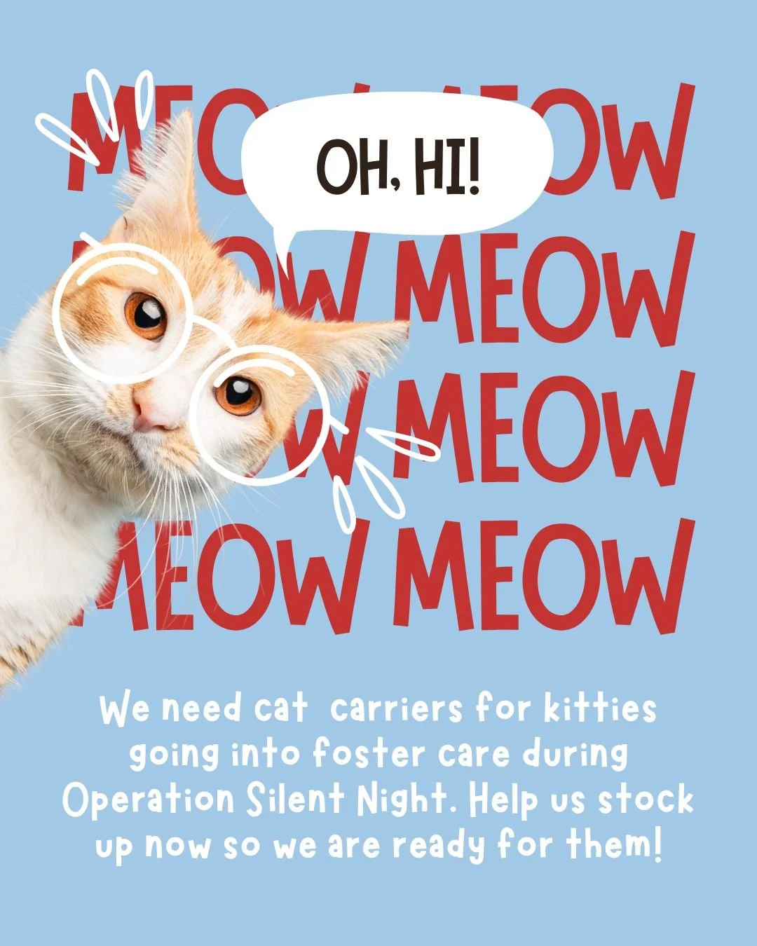 🐾 Got an old cat carrier taking up space in a closet? We&rsquo;d love to give it a second life.

As we get ready to send more kitties into OSN foster homes, we&rsquo;re stocking up on carriers for pets who either weren&rsquo;t adopted during Operati