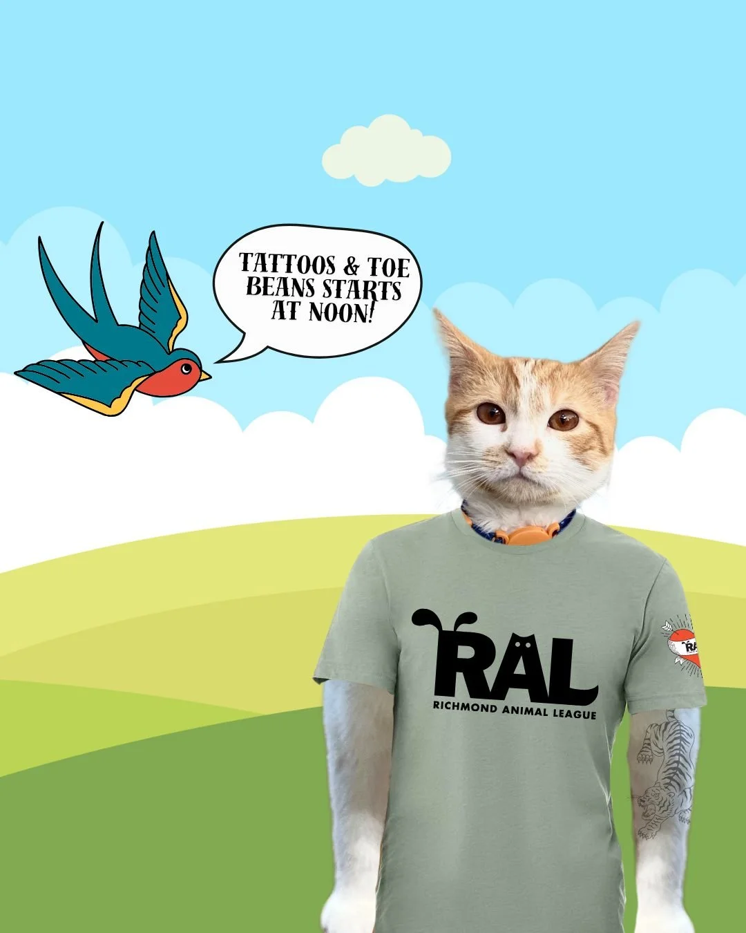 Tattoos &amp; Toe Beans starts soon!

We have 3 tattoo spots now open if you want to snag one!

We will be opening for adoptions at noon to coincide with the event. Whether you are getting tatted or not, feel free to stop by to meet our adorable adop