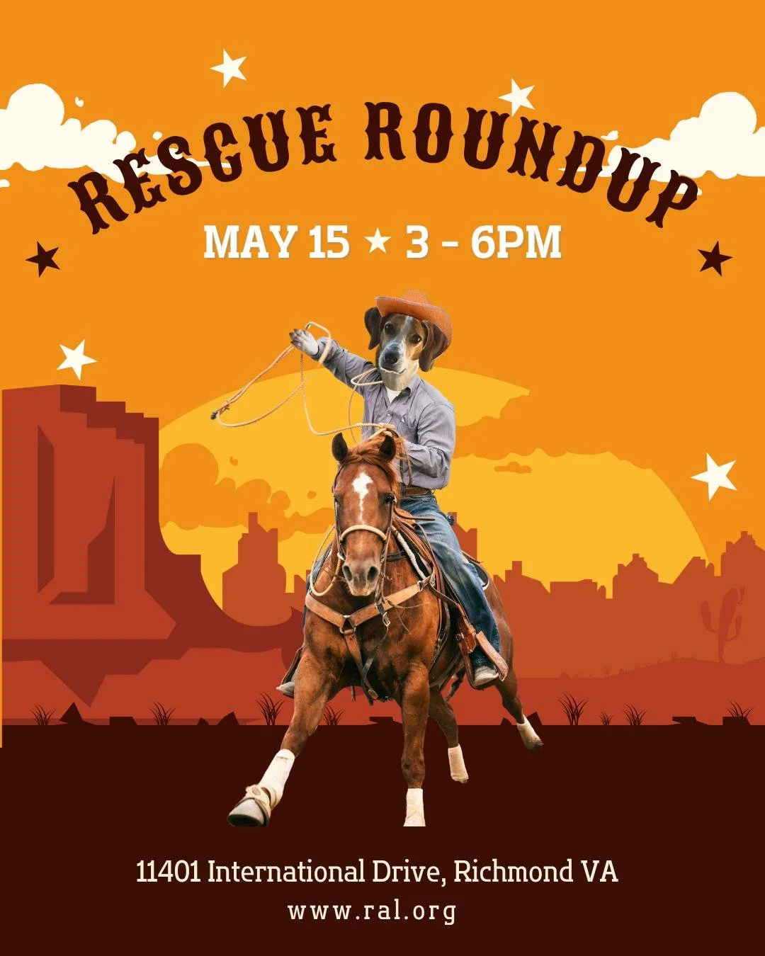 Rescue Roundup rides again on May 15!

Stop by RAL between 3 - 6pm that day to meet adoptable pets from RAL and several of our animal control partners.

This is an opportunity to meet pets from multiple organizations, all in one place!

#richmondanim