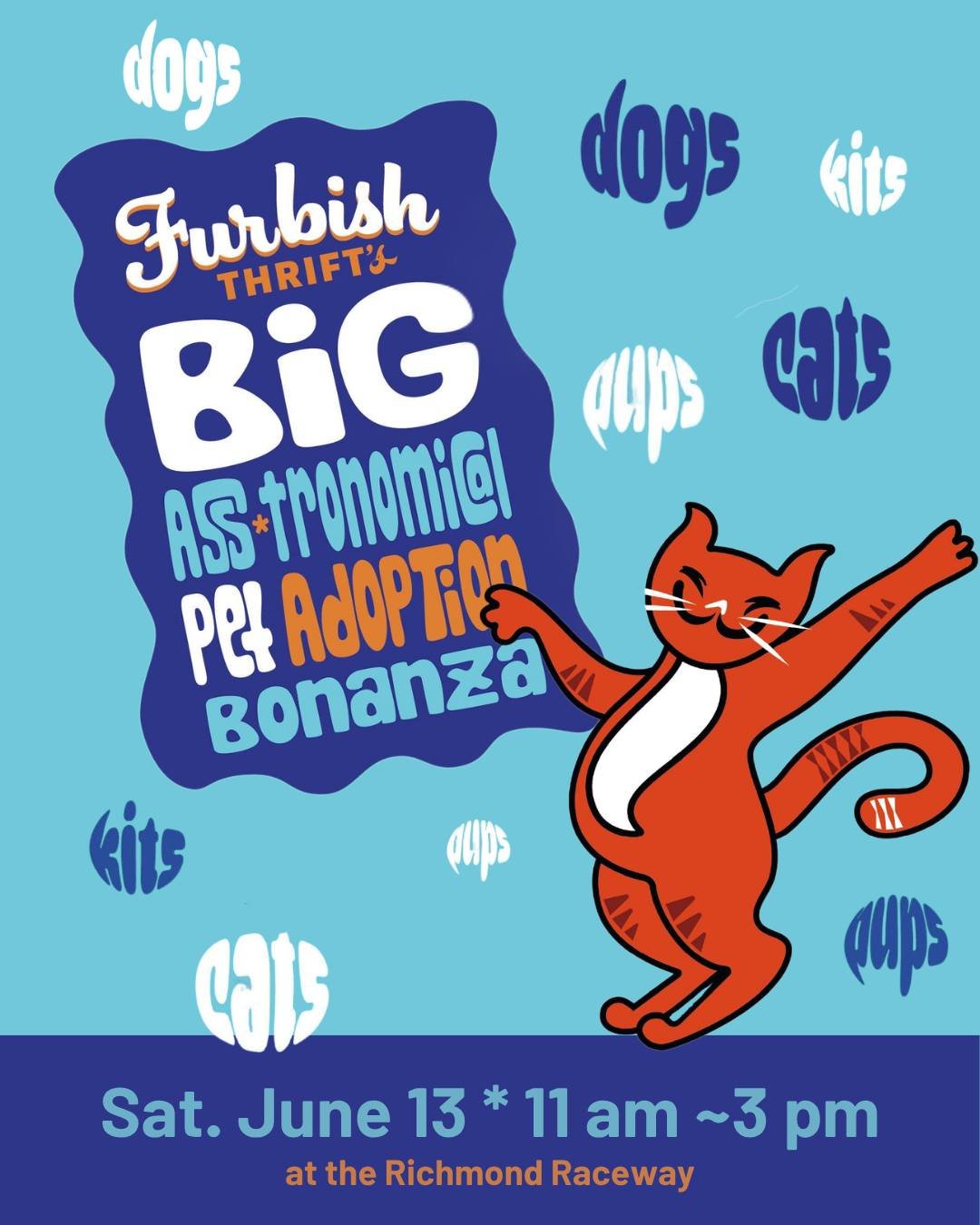 RAL is so excited to be participating in the @furbishthrift Big Ass*tronomical Pet Adoption Bonanza this Saturday at Richmond Raceway!

RAL, along with 10+ other organizations, will have dogs, puppies, cats, and kittens in all shapes, colors, and siz