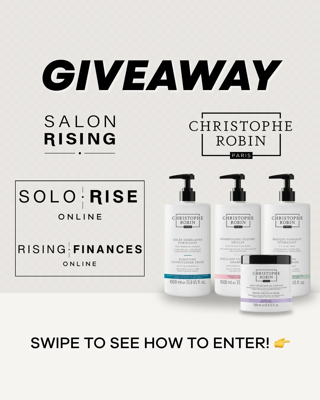 🎙️ GIVEAWAY TIME! ❤️

To celebrate the new Salon Rising: The Podcast partnership with @christopherobinparis , proudly distributed by @mcm_beauty_ , we&rsquo;re giving away a little something special. 💛

One lucky winner will receive:
✨ Your choice 