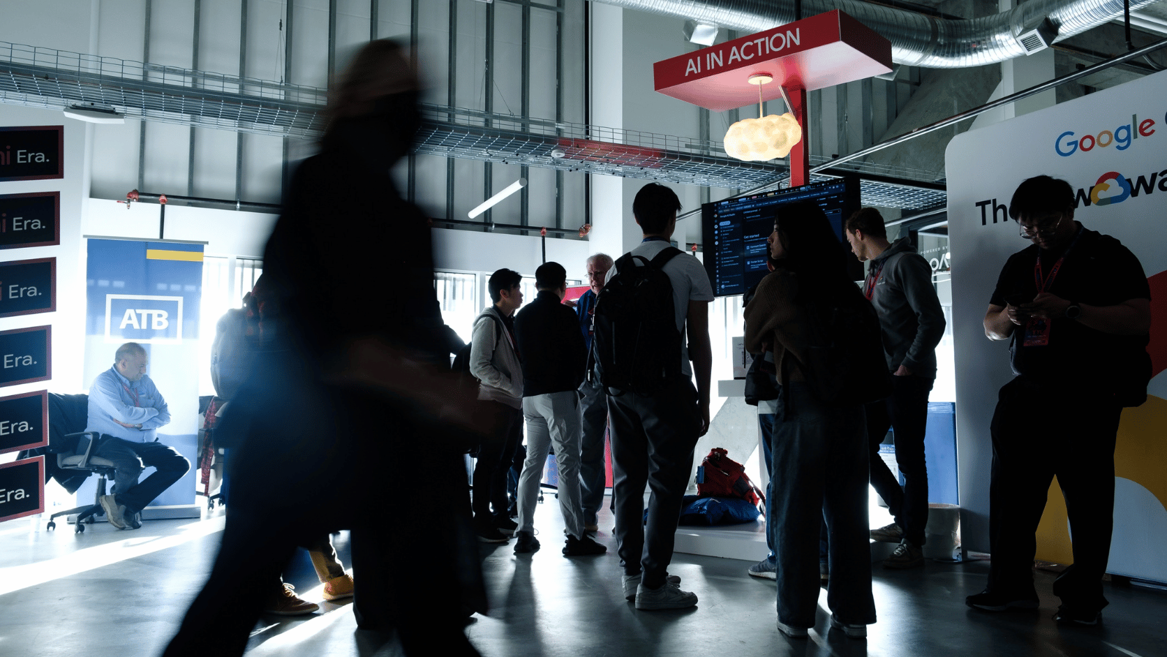 bustling room of people