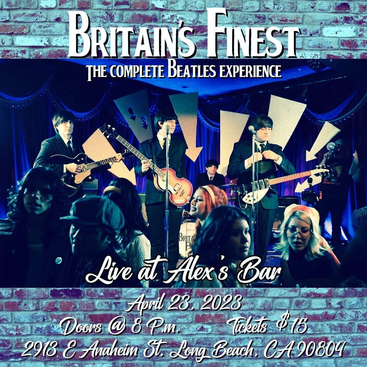 Hey Beatle Fans,
We&rsquo;ll be performing @alexsbarlbc tomorrow. Doors at 8pm. $15 at the door.  #Beatlestributeband #Beatlescoverband #LiveBeatlesmusic #Classicrockcovers #Beatlemania #Tributeconcerts #Beatlefest #Beatles nostalgia #60smusic#Liverp