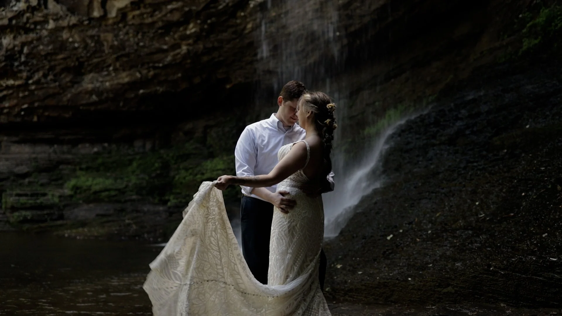 Matthew &amp; Lindsey | Bride And Groom Jump Under Waterfall | Intimate Trenton Wedding Video | Oakleaf Cottage