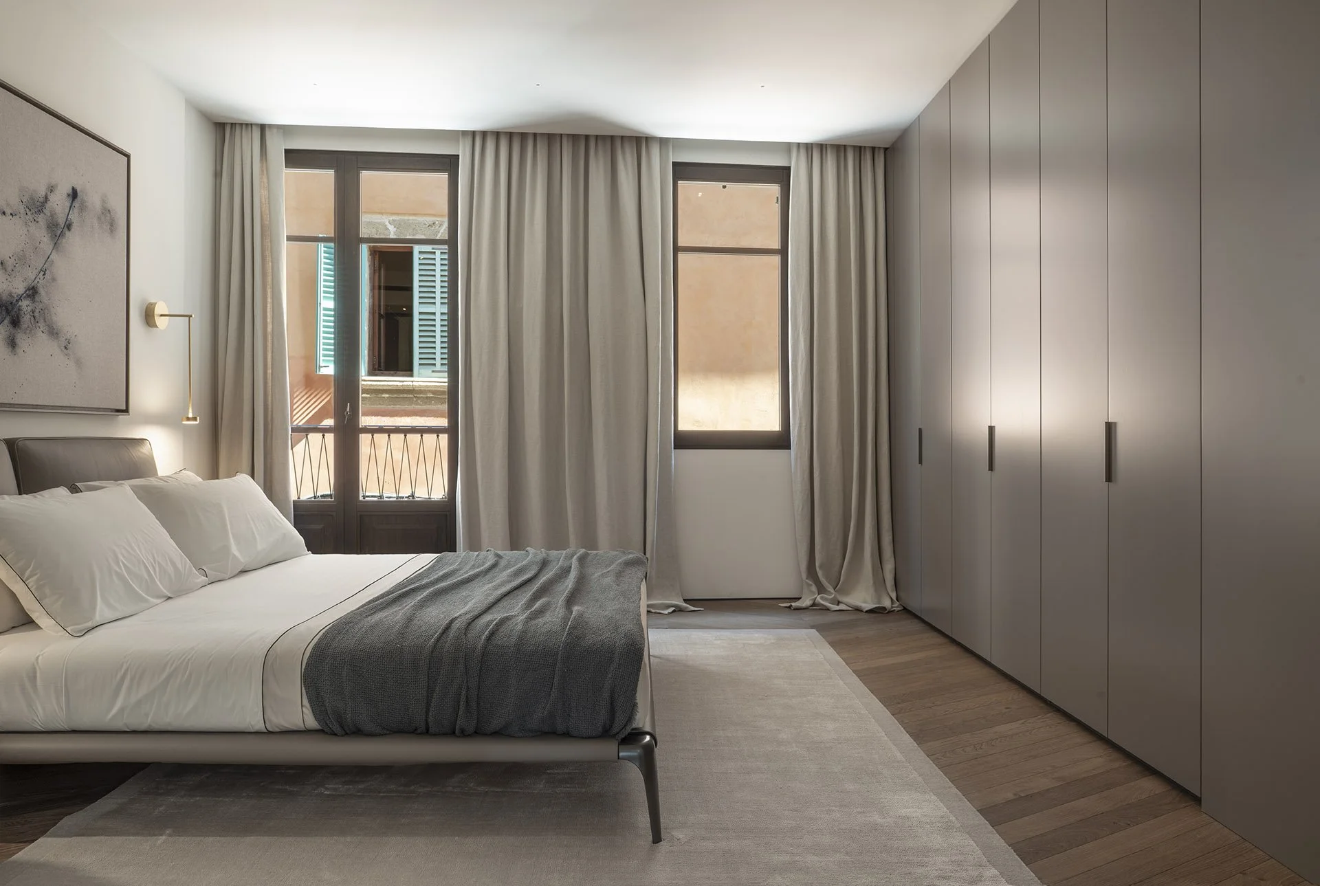 Guest bedroom with fitted wardrobes at Villa Calatrava