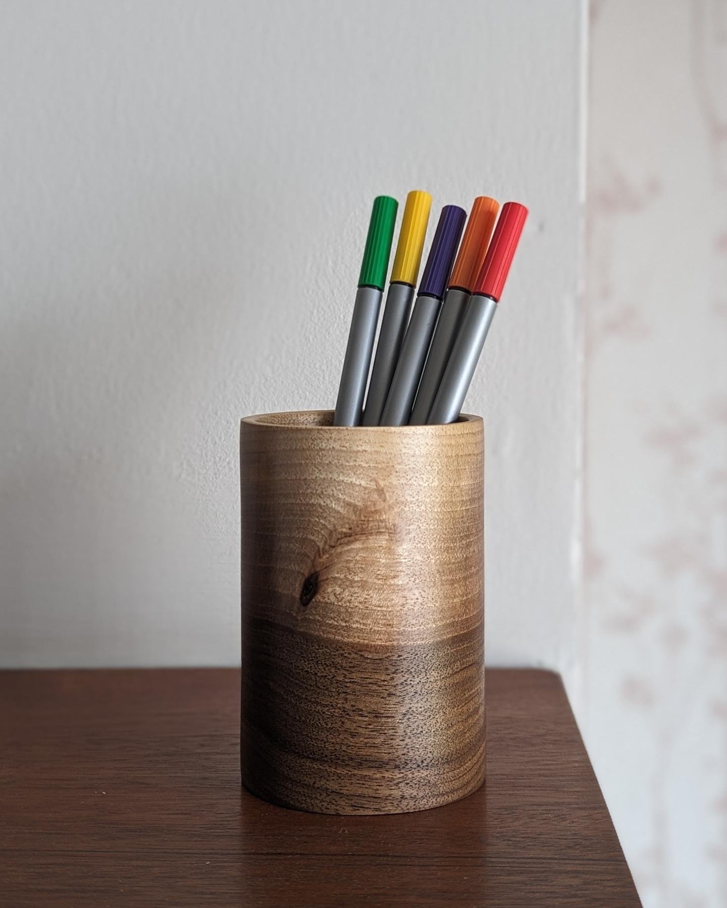 A trio of pencil pots made from English Walnut. Or, maybe you could store your peperami in them. So many choices.