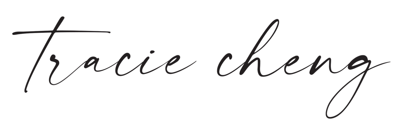 Stylized black cursive text reading 'Tracie Cheng' on a transparent background.