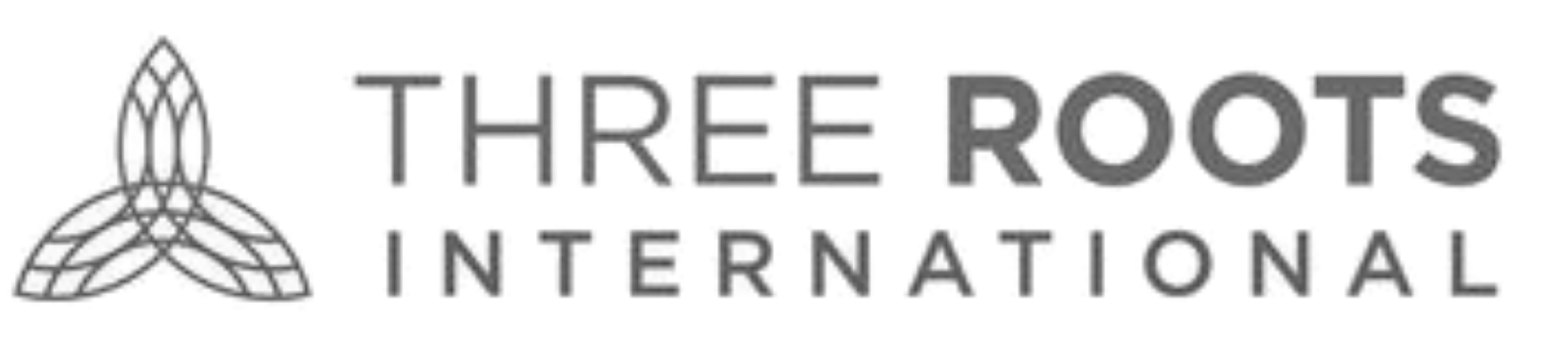 The logo of Three Roots International features a stylized tree with three roots growing from the ground, accompanied by the text 'THREE ROOTS INTERNATIONAL' in bold capital letters.
