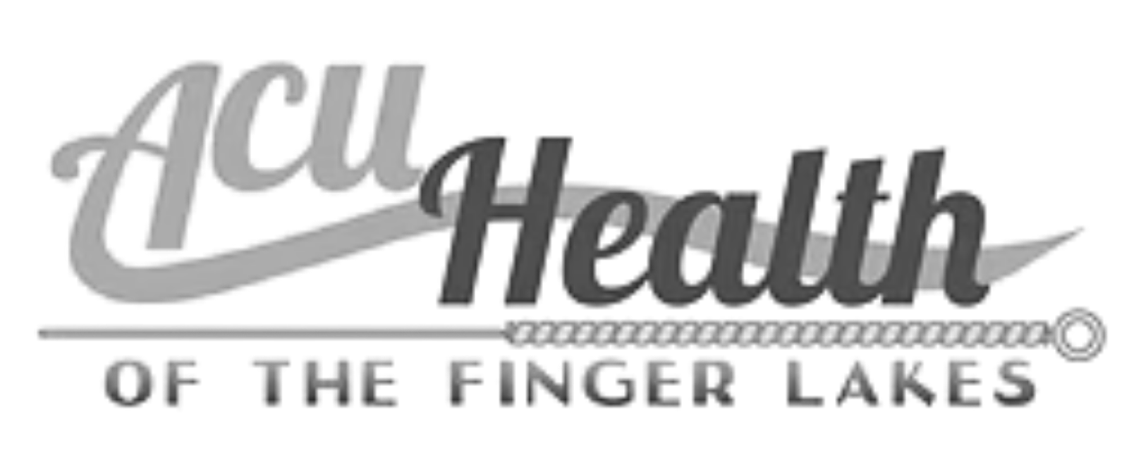 Text logo for 'AcuHealth' in black, cursive font with a decorative underline.