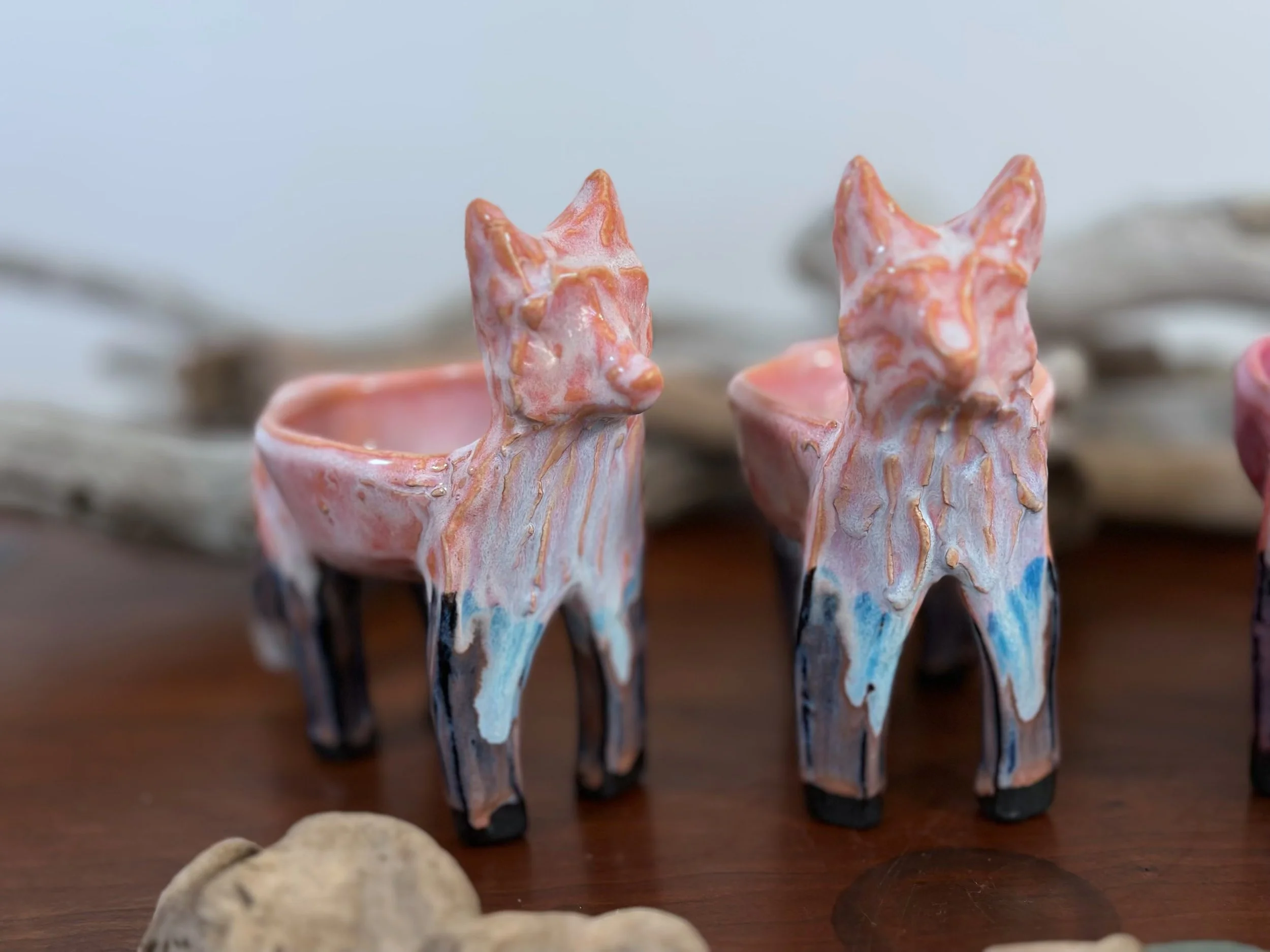 CU 2 Front small foxes Salmon pink by yellowstoneware by jesse fales.jpg
