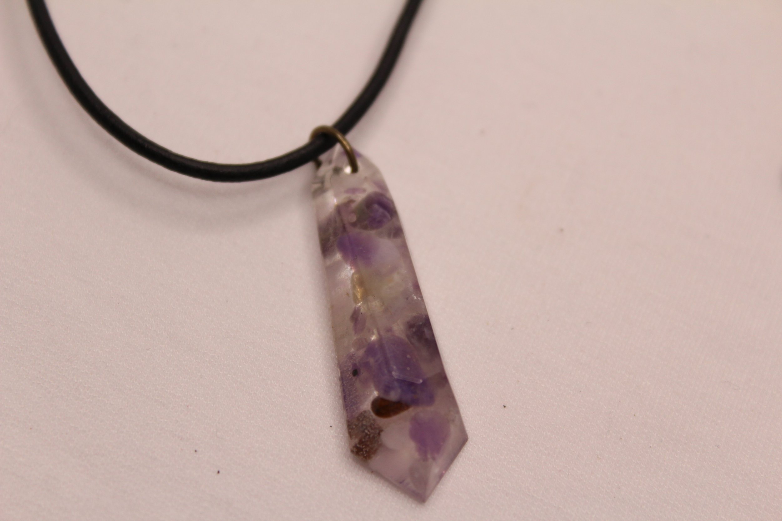 Organite Amethyst Leather Cord Necklace