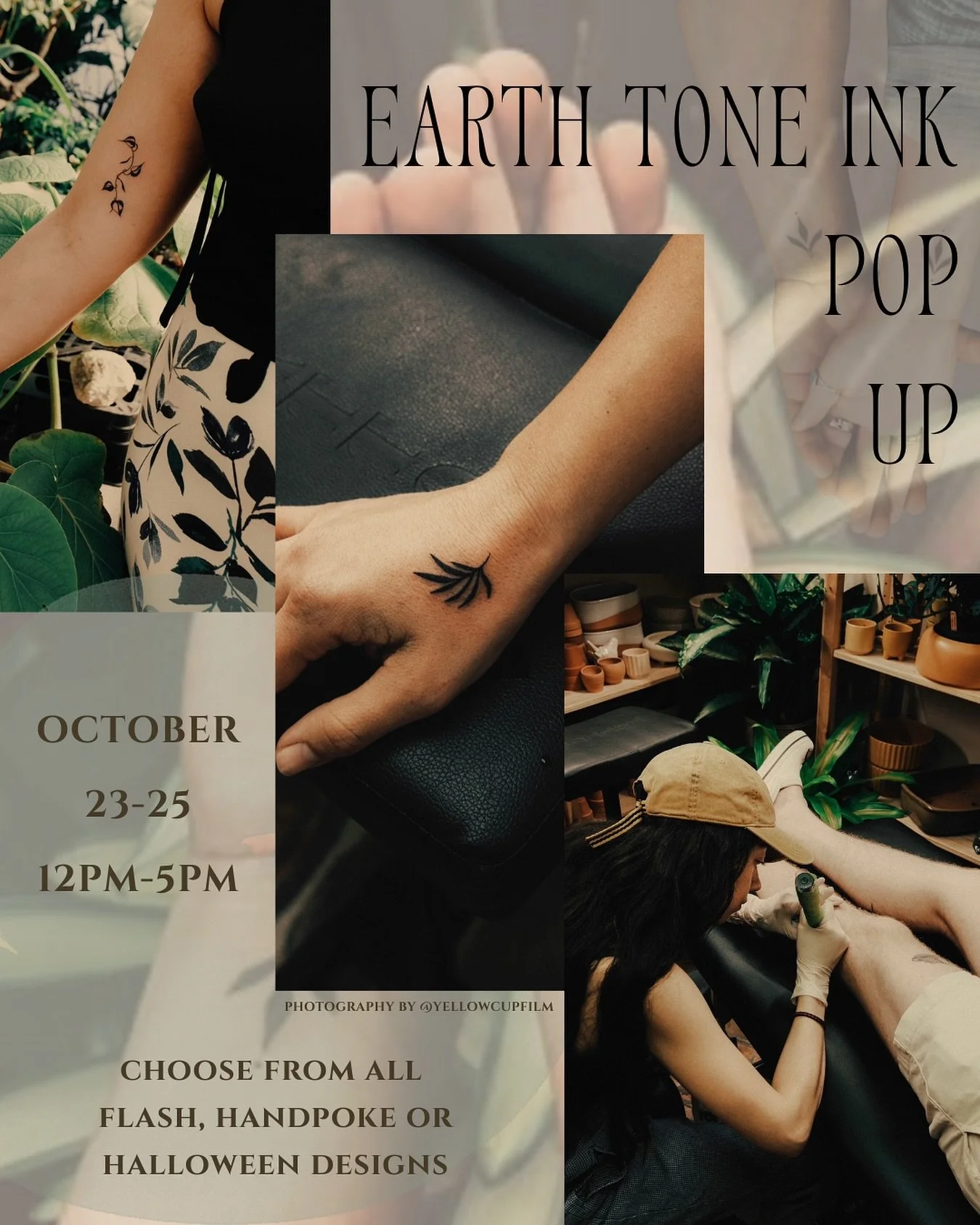 ꕥ Halloween Flash Tattoo ꕥ 

@earthtoneink will be popping up at KindFolk from Thursday 10/23 through Saturday 10/25!

Jasmine is a Mexican American artist who aspires to craft an experience where conventional tattoo appointments transform into a ser