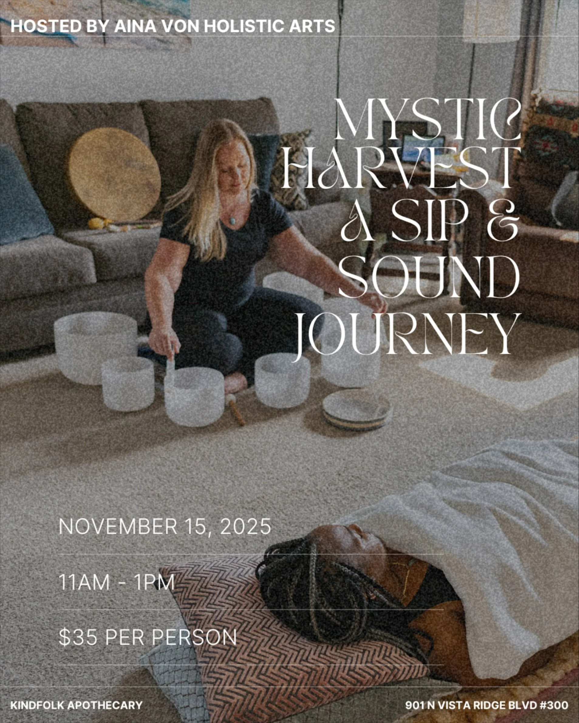 🫖 + 🎶

Join us for a relaxing morning with tea and harmonious sounds from @brittany_bussell_09 of Aina Von Holistic Arts. 
This is a meditative experience that will invite participants to feel grounded, nourished, rich, warm and expansive. 

📅 Whe