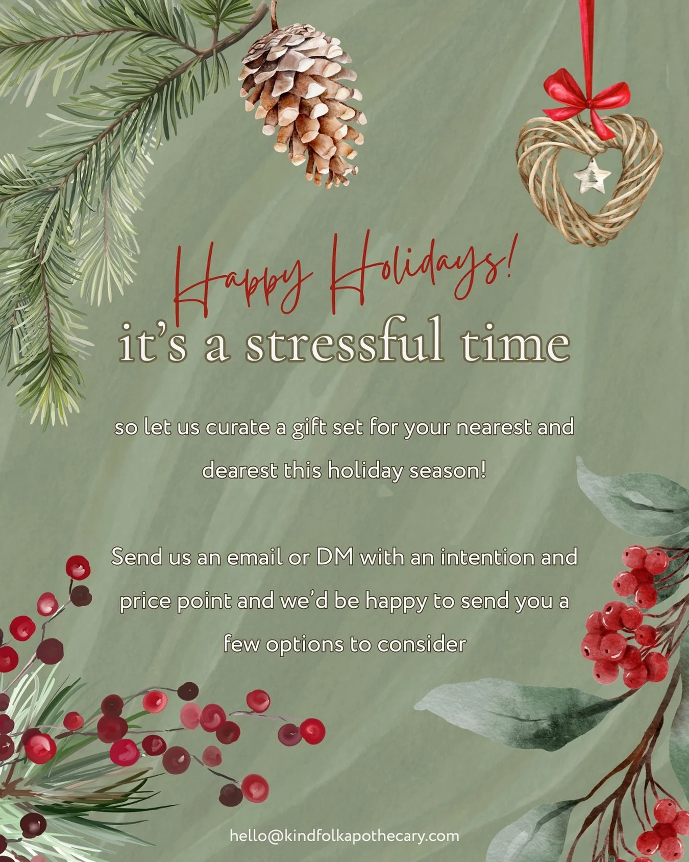 Mar reminded us that &ldquo;Mariah Carey is defrosting,&rdquo; which means the holiday season is upon us. 

This year, we&rsquo;d love to help curate an intentional gift for your nearest and dearest. Just send us a message via Instagram or email, and