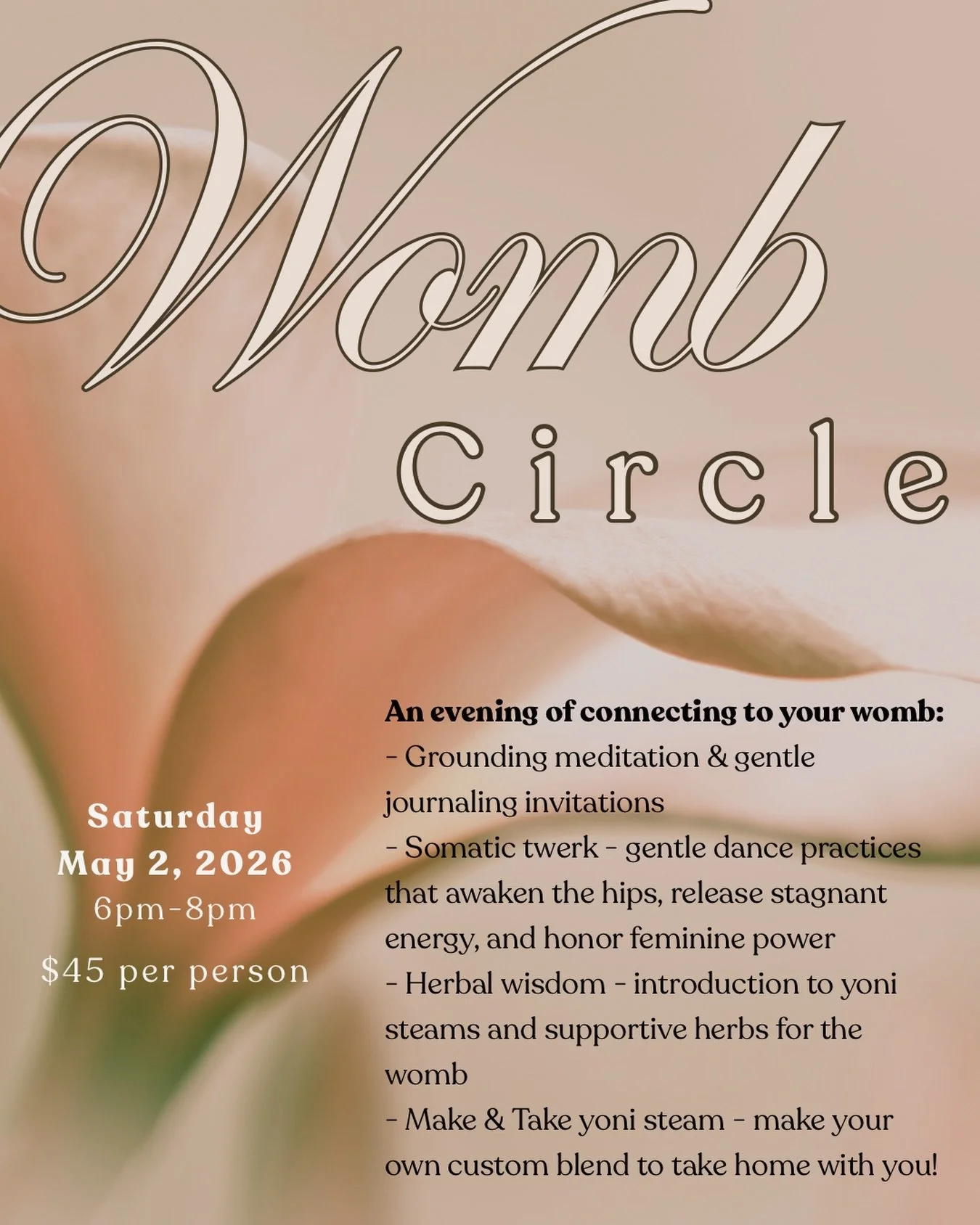 🌀Womb Circle🌀

Join Ladi Earth of @twerkandheal and KindFolk for our bimonthly Womb Circle. These gatherings are intended for you to deepen your connection with yourself and your divine feminine power.

Ladi Earth is a womb practitioner from the Ha