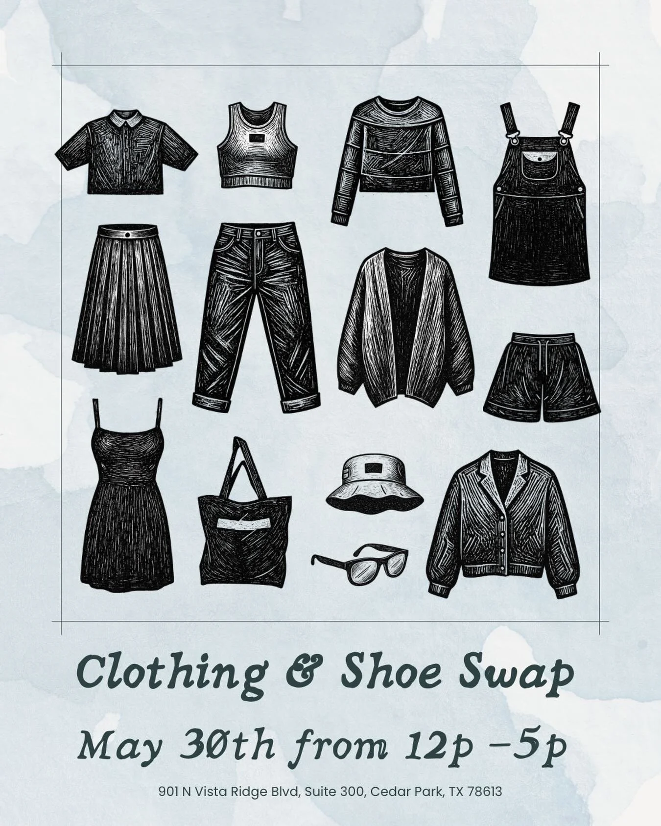 Wardrobe needing a refresh? Time to declutter the pieces you and your loved ones have out grown?

Come by the apothecary on Saturday May 30th from 12pm-5pm and bring your gently used kids and adult sized clothes and shoes! We&rsquo;ll have tables set