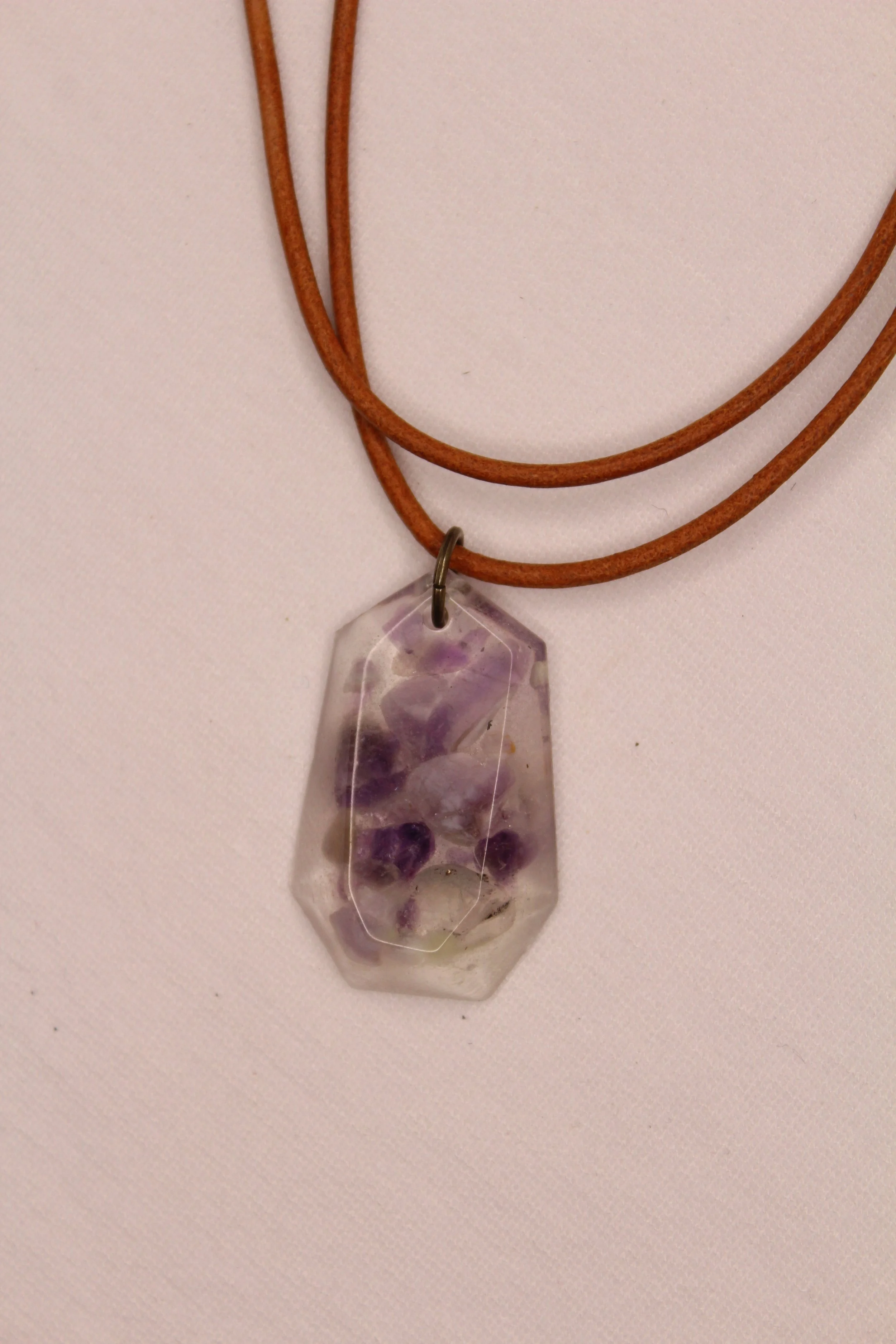 Organite Amethyst Leather Cord Necklace