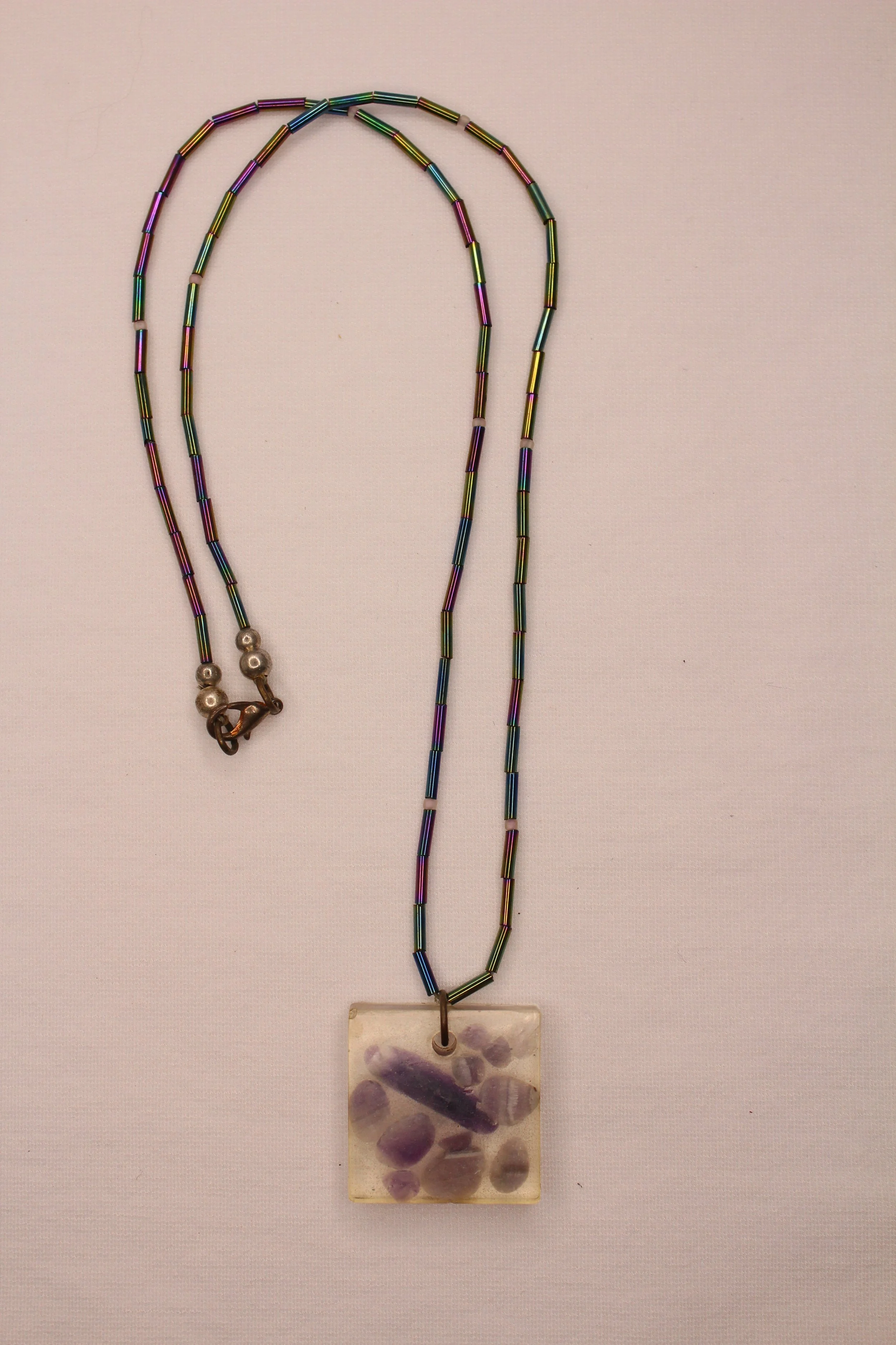 Organite Amethyst Bead Cord Necklace