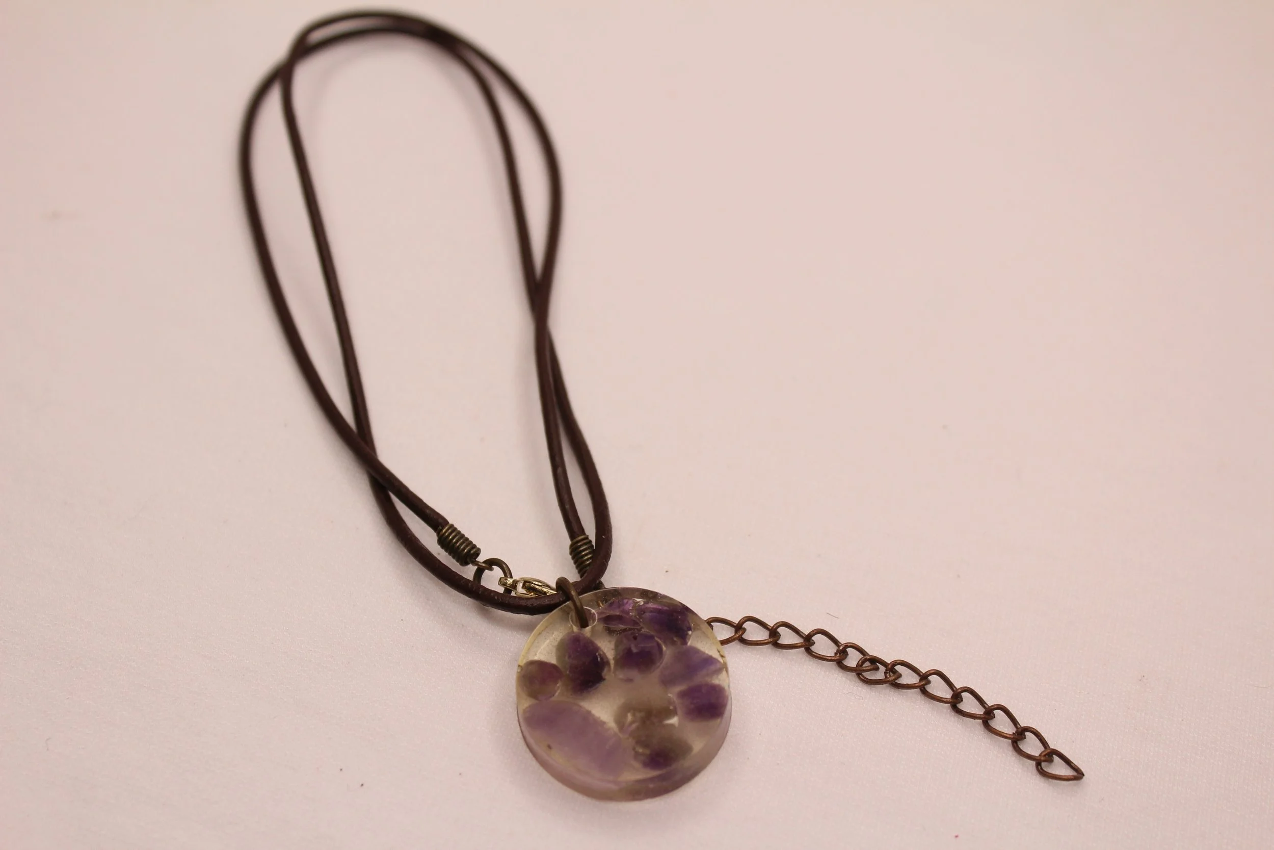 Organite Amethyst Leather Cord Necklace
