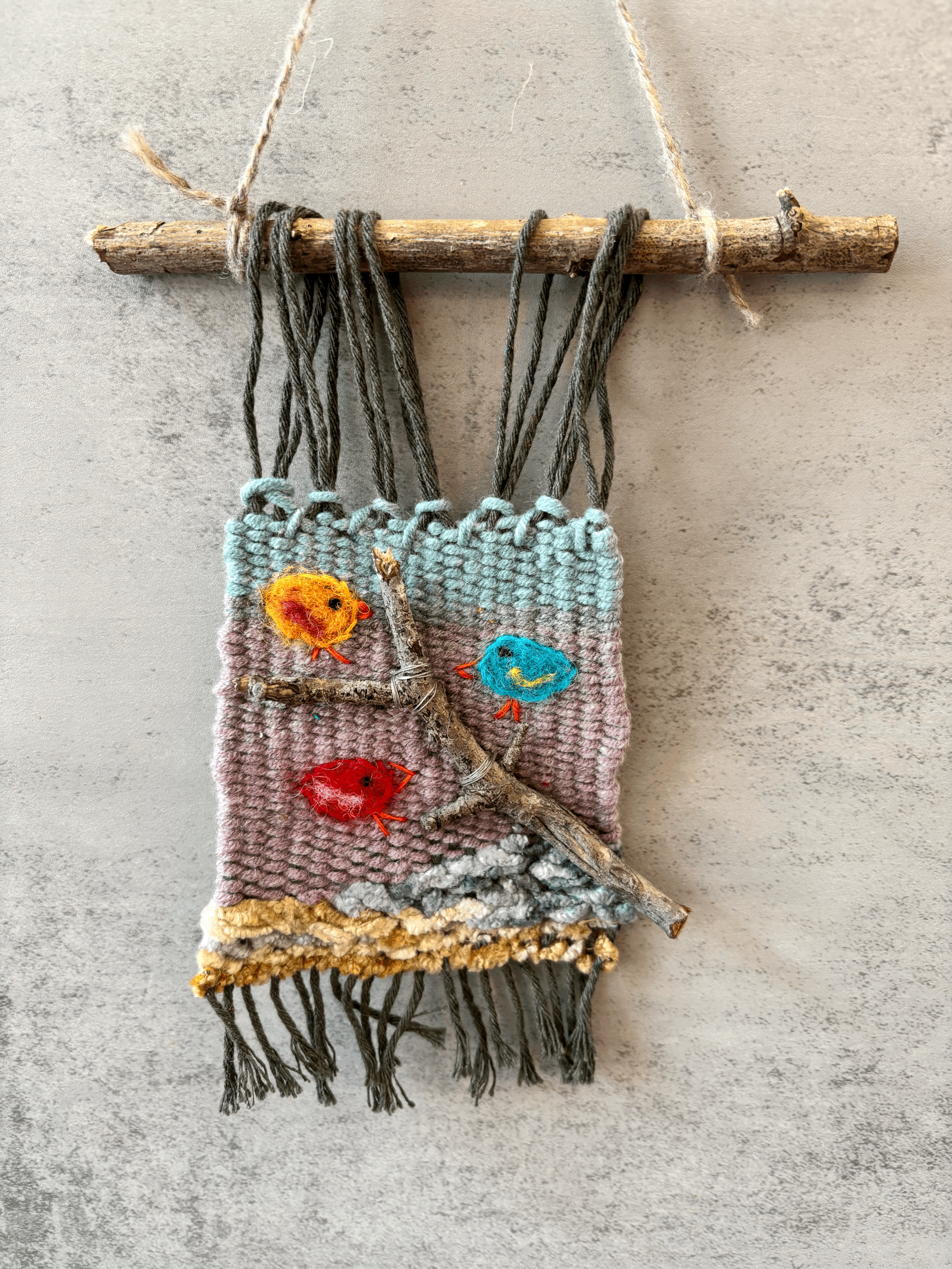 Small Birds on a Stick Wall Hanging