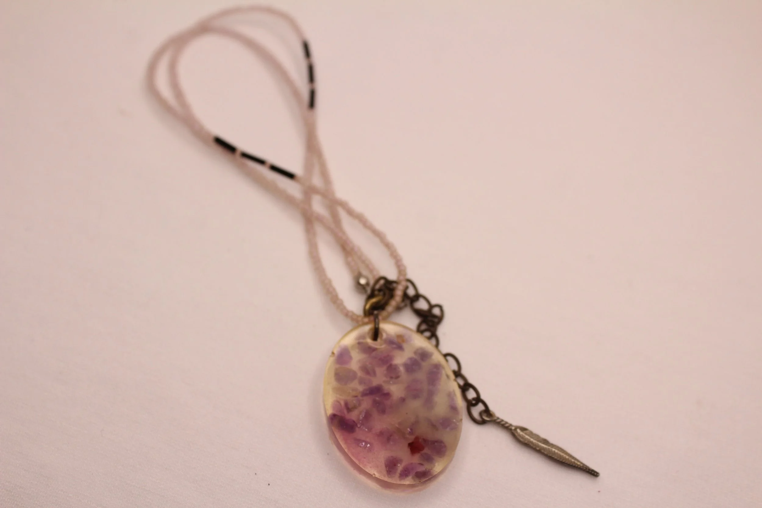 Organite Amethyst Bead Cord  Necklace
