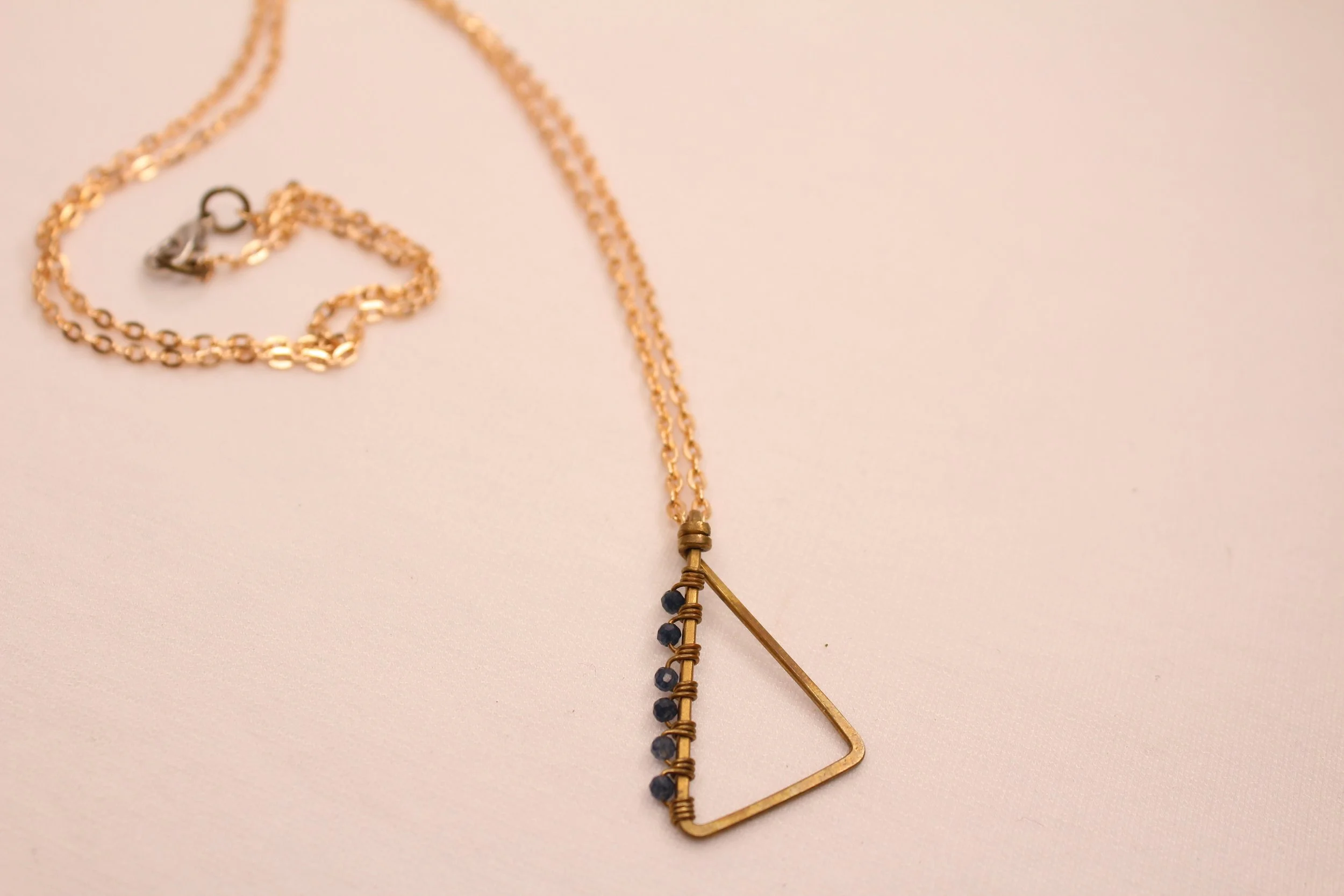 Blue Jade Triangle Necklace