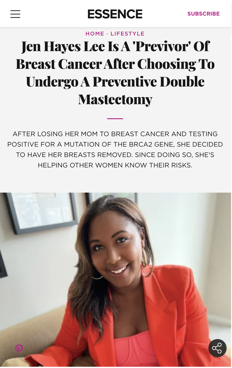 Essence: Jen Hayes Lee is a Previvor of Breast Cancer