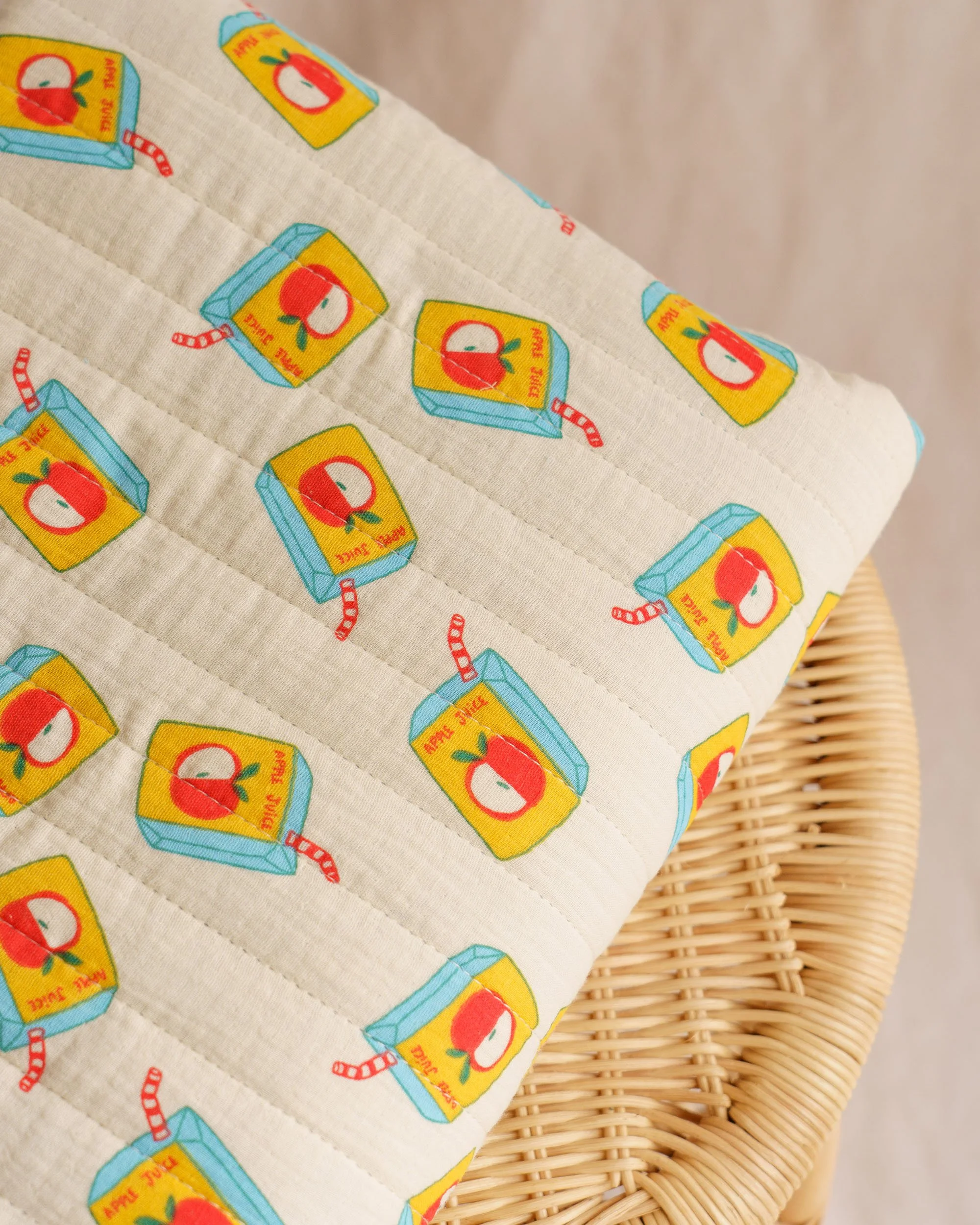 Quilted double gauze / retro juice box  / sky blue