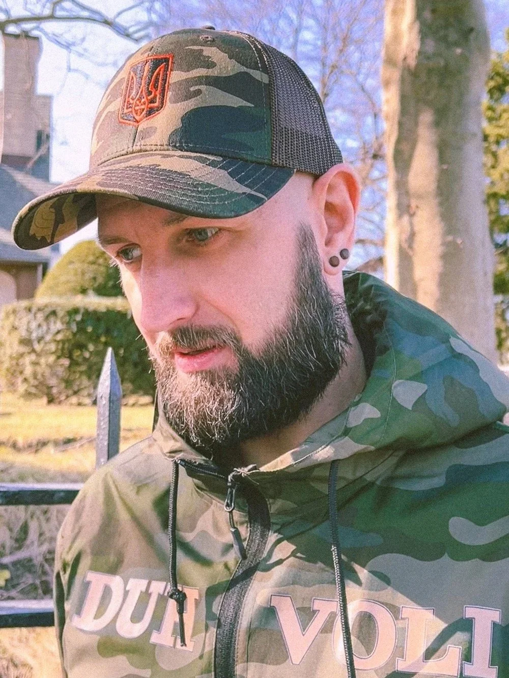 Orange Tryzub Camo Trucker Hat Ukraine DUH VOLI duhvoli