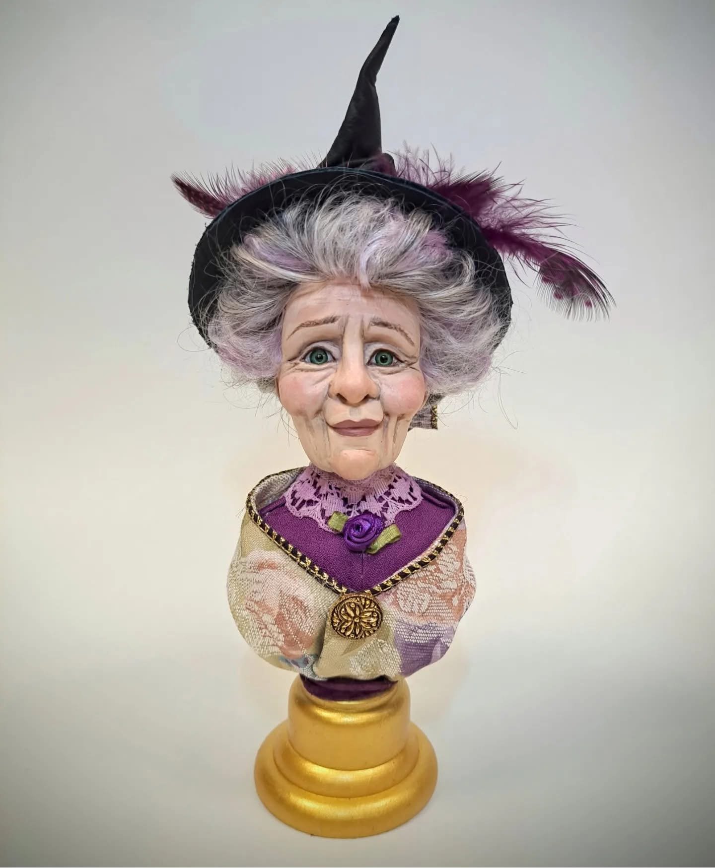 Paper clay, acrylic and fabric