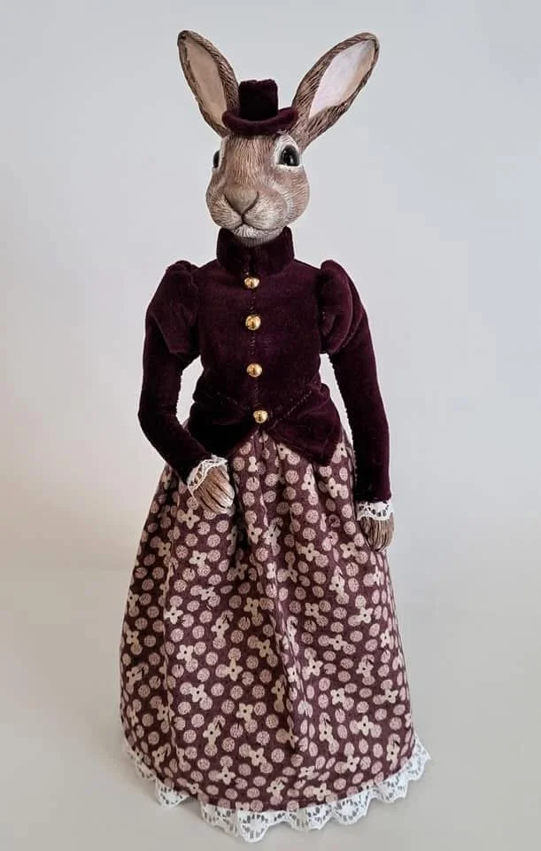 Paper clay, acrylic and fabric