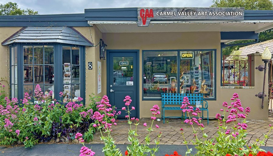 Photo of the front of the Art Gallery located next to Cafe Rustica, at 8 Del Fino Place in Carmel Valley Village.