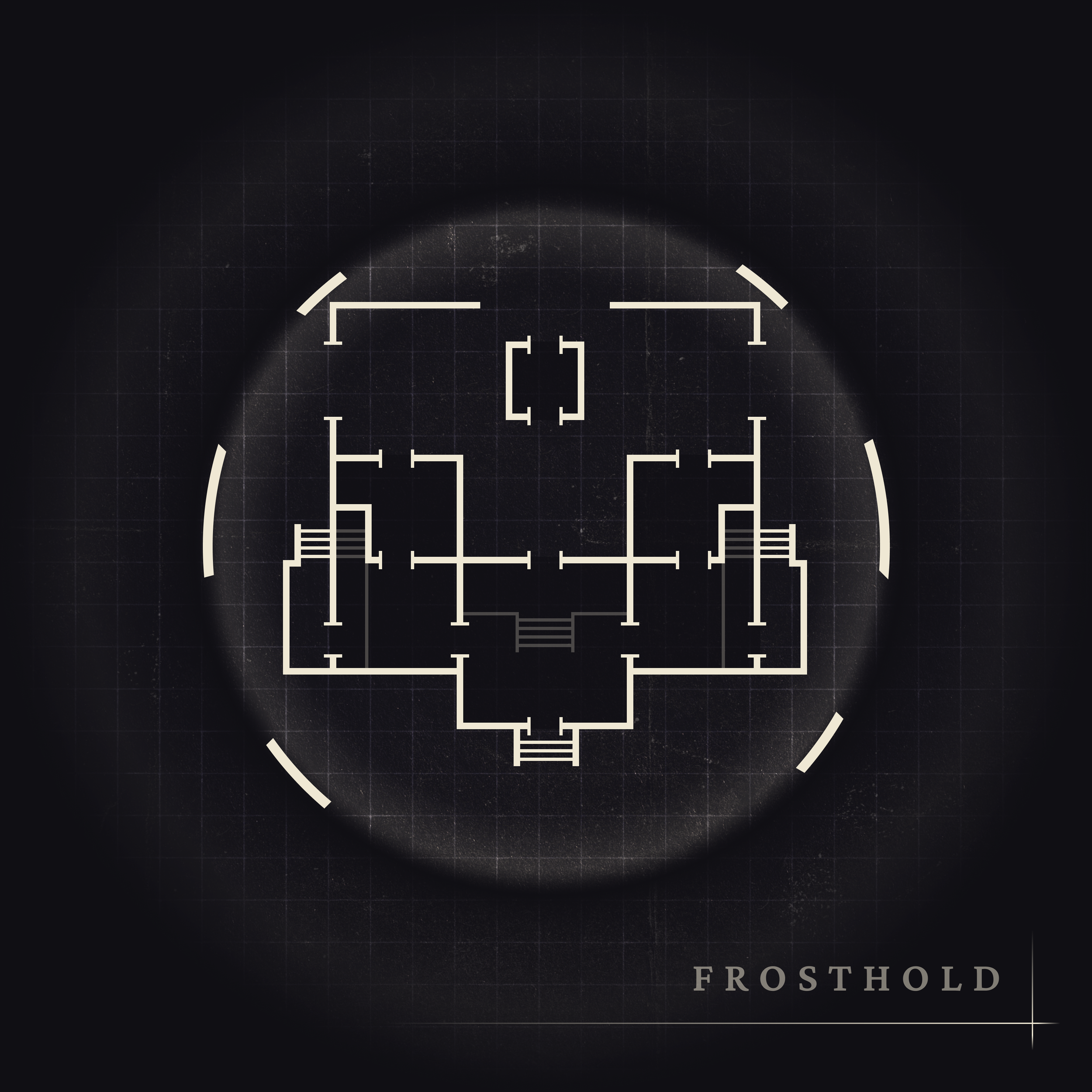 Floor plan of a building with stairs, corridors, and rooms, labeled 'FROSTHOLD.'