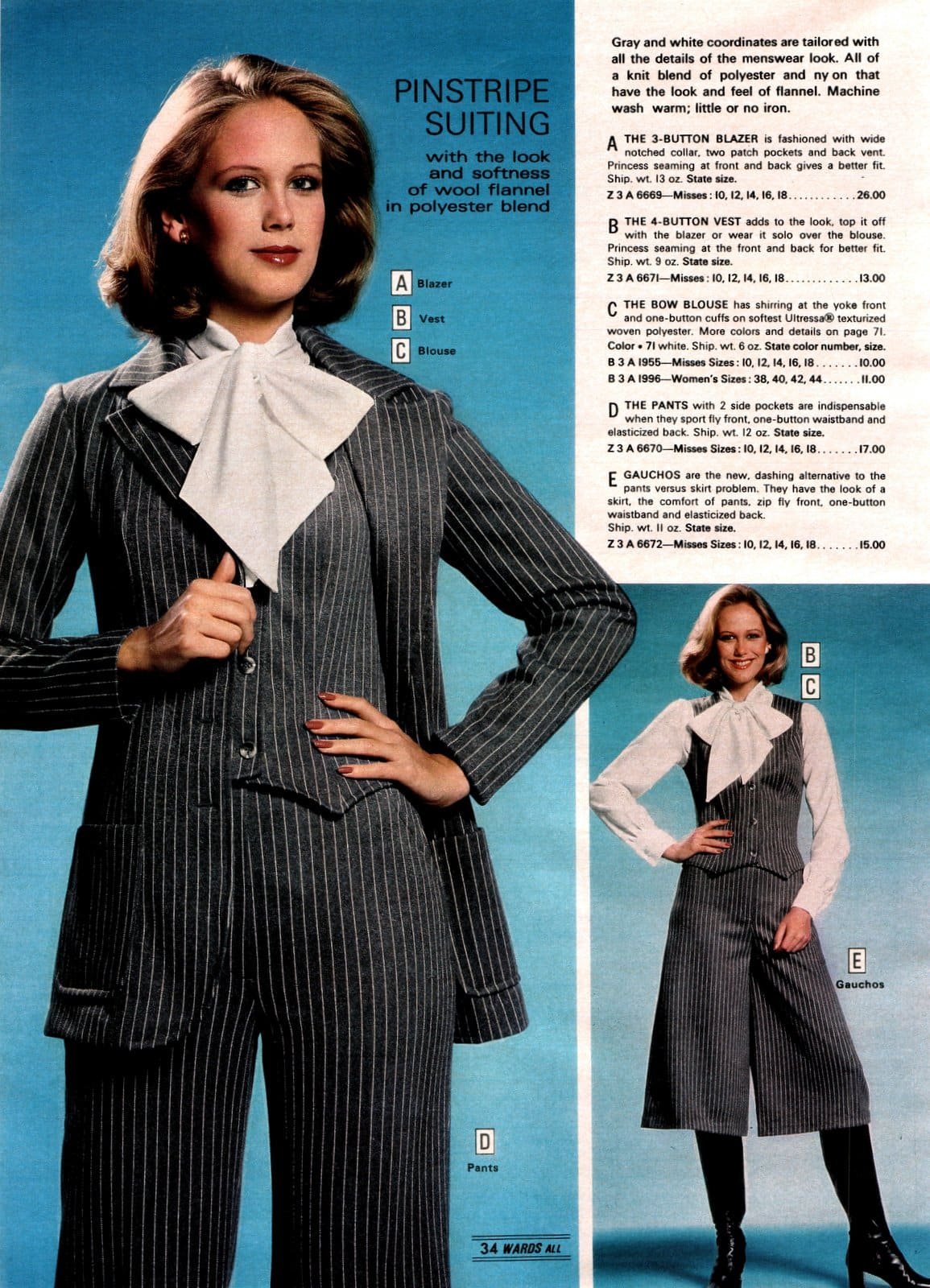 1970s Advertisement for Pinstripe Suiting