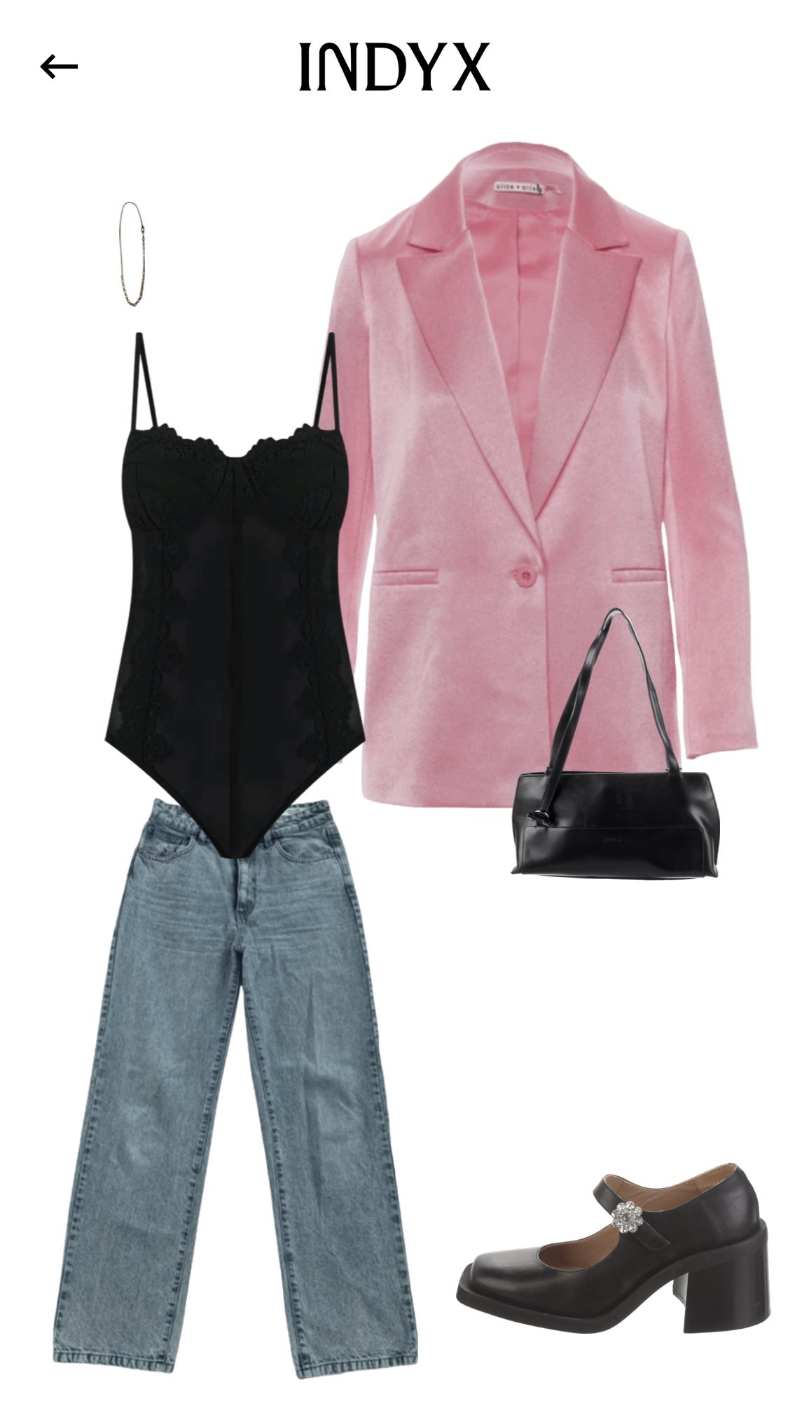 Chic Lingerie &amp; Pink Blazer Spring Outfit Idea