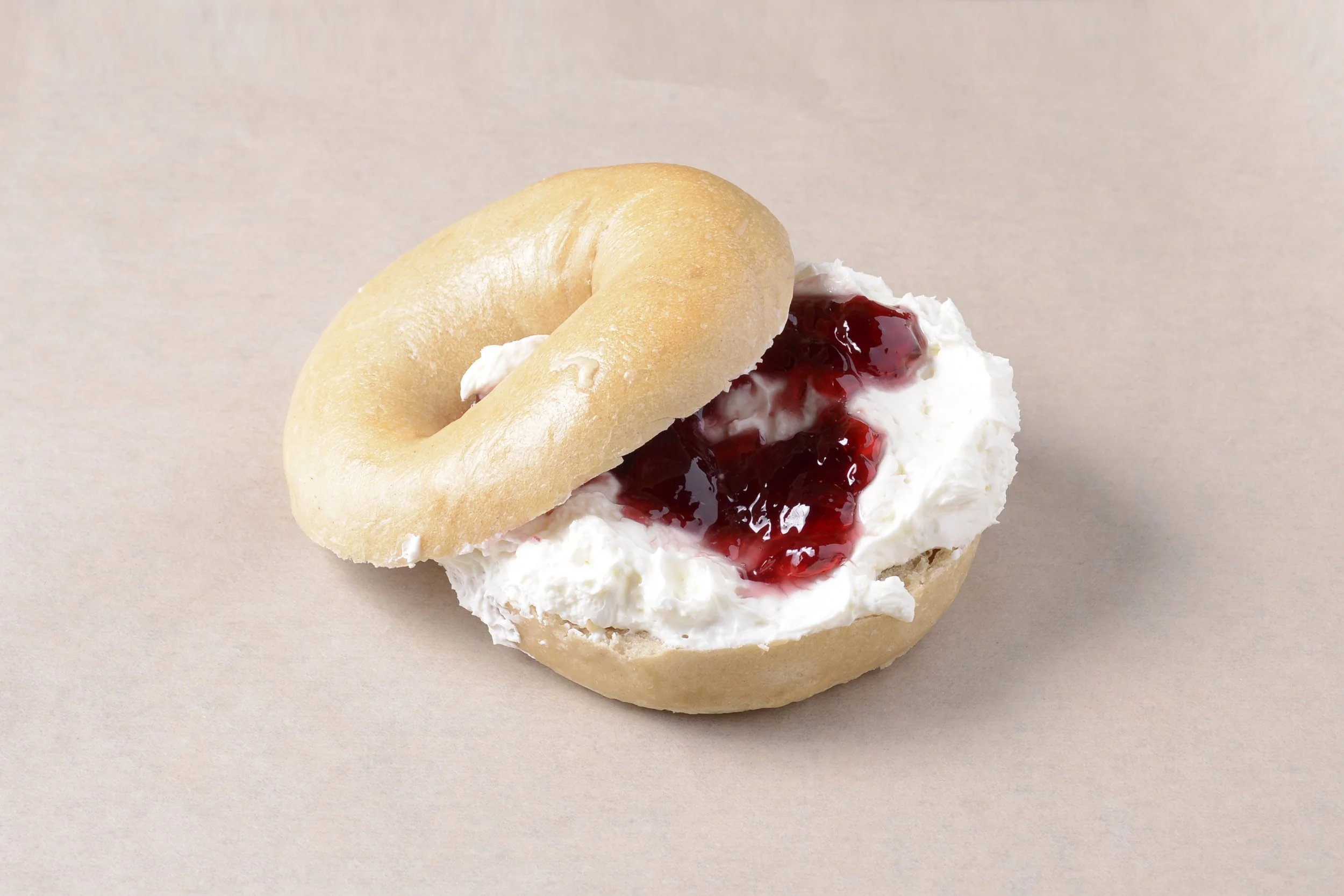 Bagel with Cream Cheese and Jam.JPG