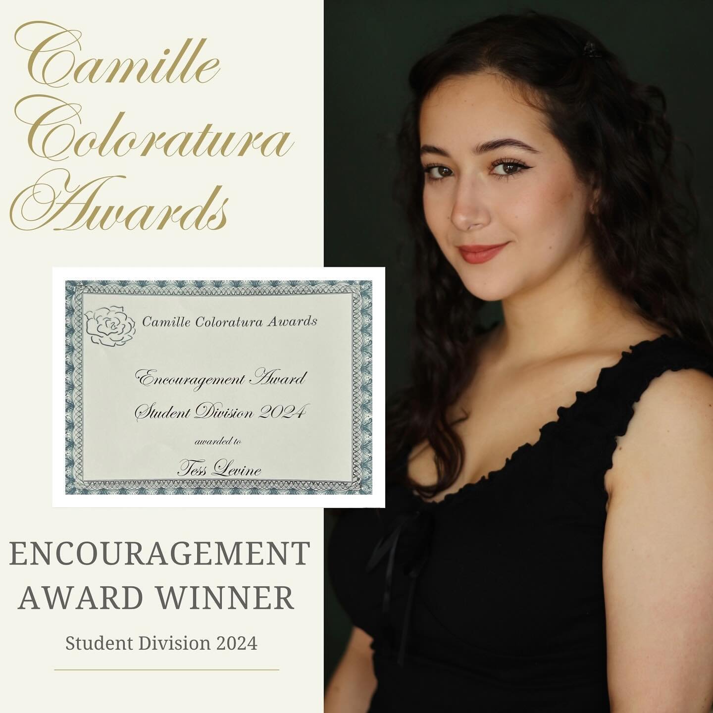 Last weekend in Maryland at the @thecamillecoloraturaawards was fabulous! It was my first competition in person and I was such an honor to be awarded an encouragement award. I&rsquo;m very grateful I had the chance to meet so many kind and talented c