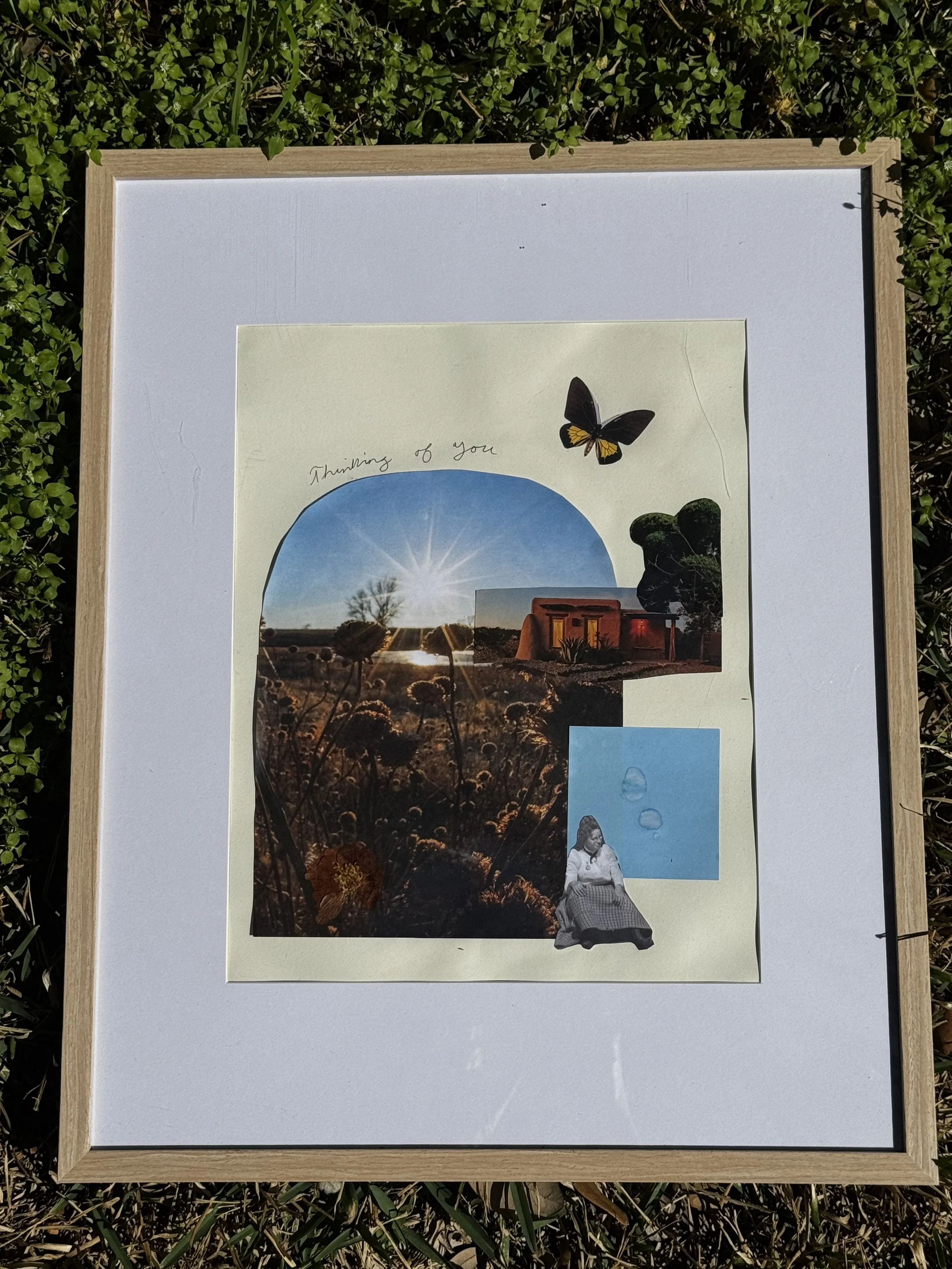 "Thinking of You" Original Mixed Media Collage (Framed)