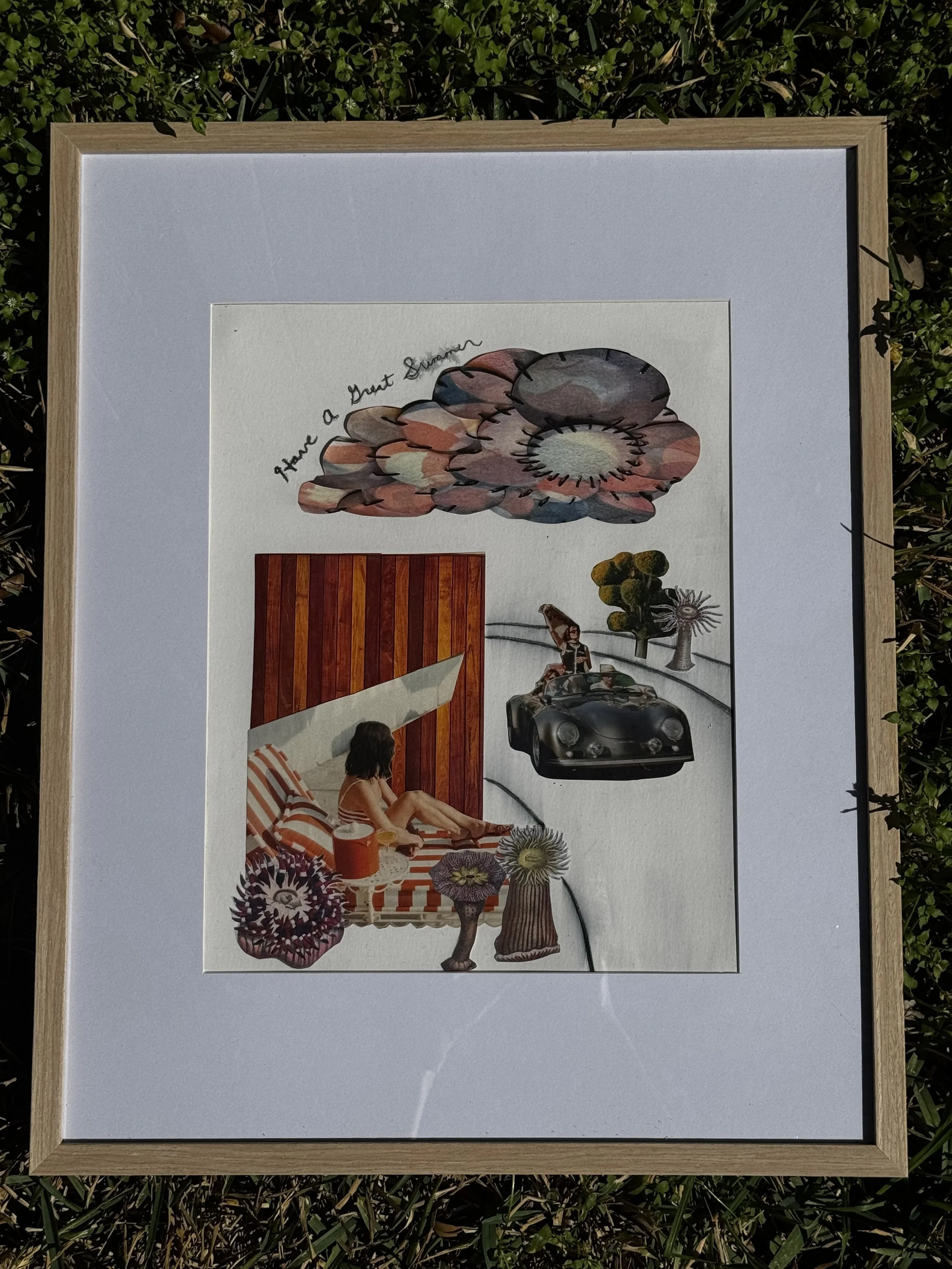 "Have a Great Summer" Original Mixed Media Collage (Framed)