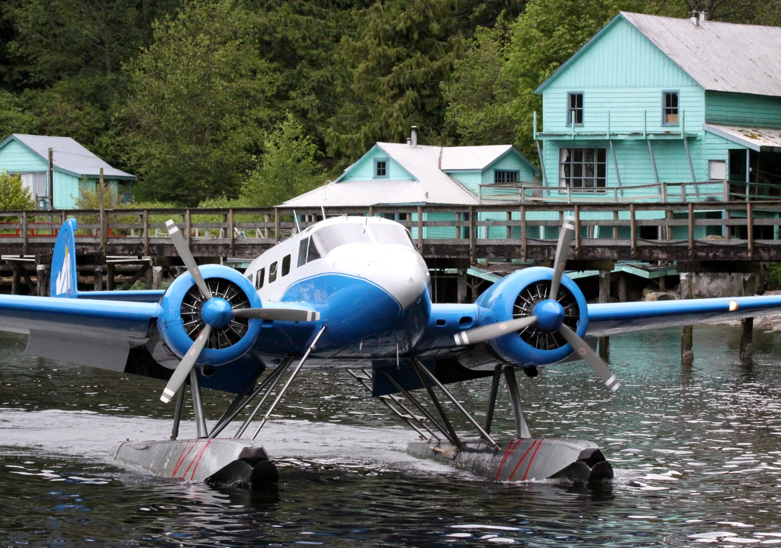 The simple, yet extremely comfortable Sailcone Lodge, situated on Minstrel Island.