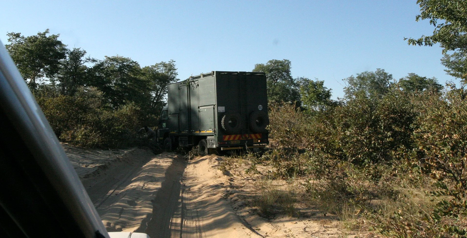 Chobe National Park road from Moremi Island, Okavango