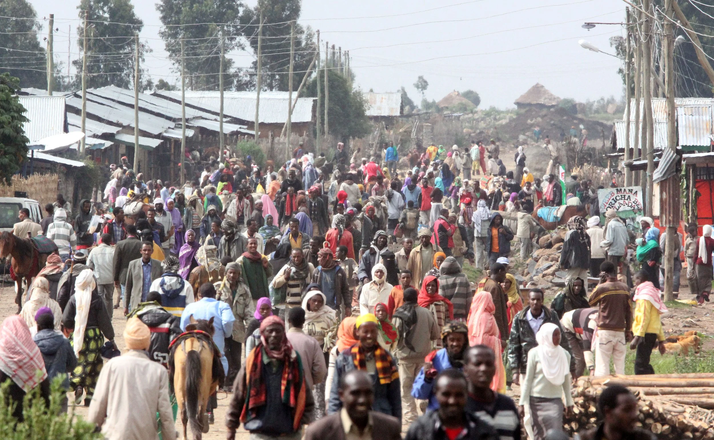 Market Day at Dinsho...How do you drive through this?  And we had critters to see!


