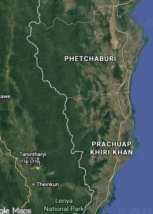 Satellite view of the KKFC highlighting the transboundary issue with Burma who actually has more forest cover than Thailand protected.  (Well, protected on paper)