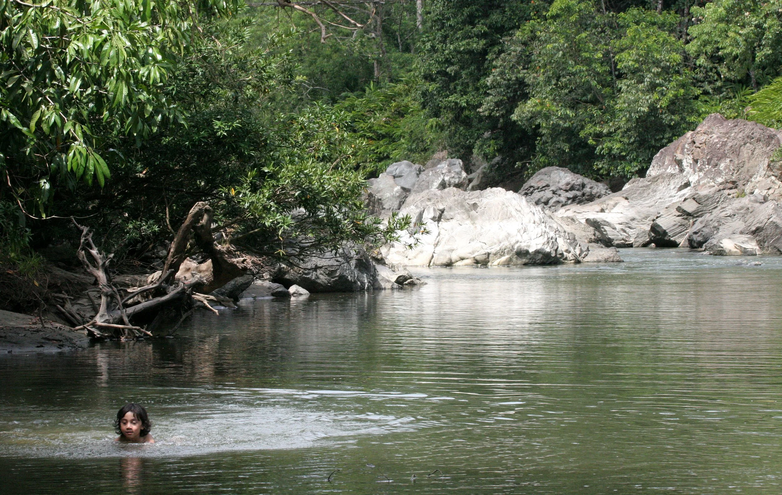 DANUM VALLEY BORNEO - SWIMMING IN THE RIVER.JPG